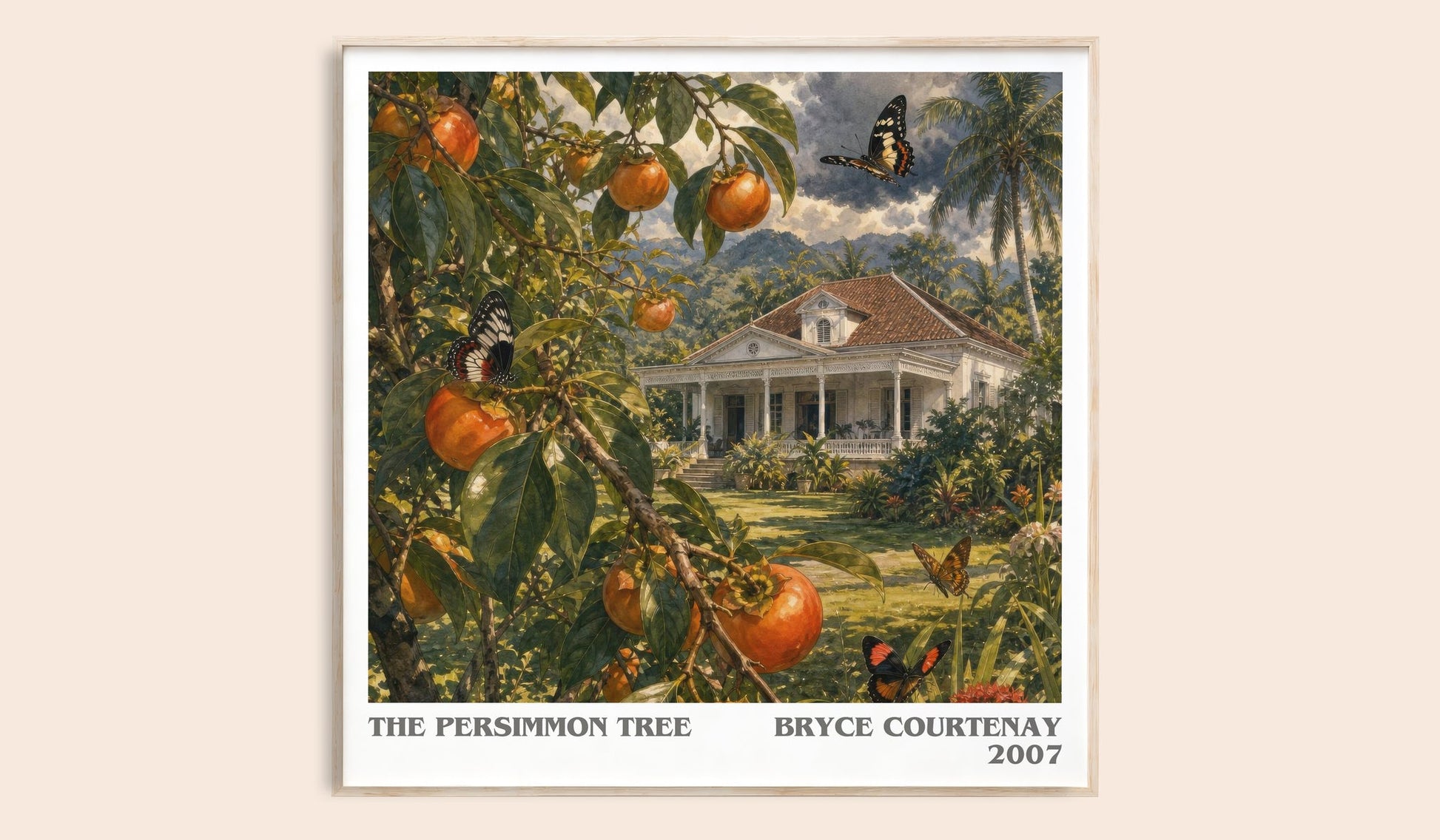 The Persimmon Tree literary book poster by Bryce Courtenay – framed literary art print