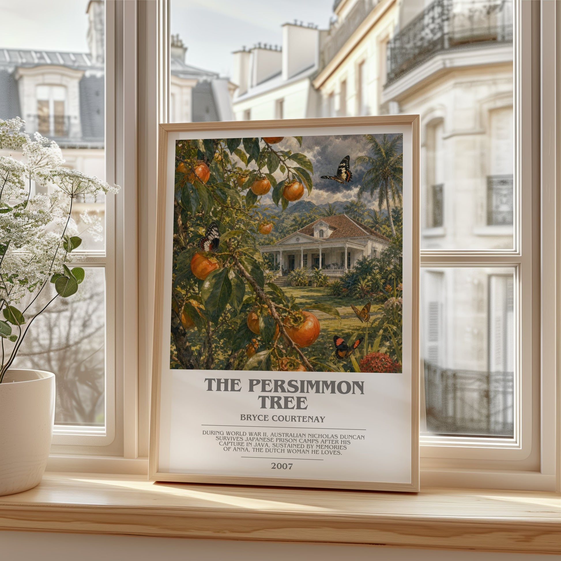 The Persimmon Tree bookish poster colour and style options – Bryce Courtenay book art