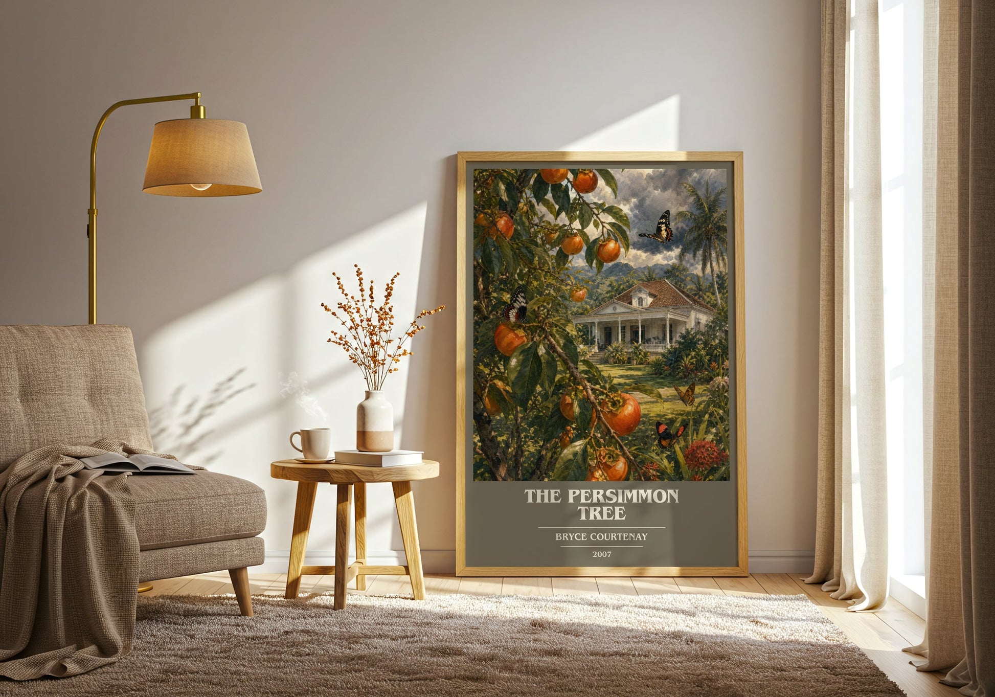 The Persimmon Tree book cover print on bookshelf – Bryce Courtenay fan gift
