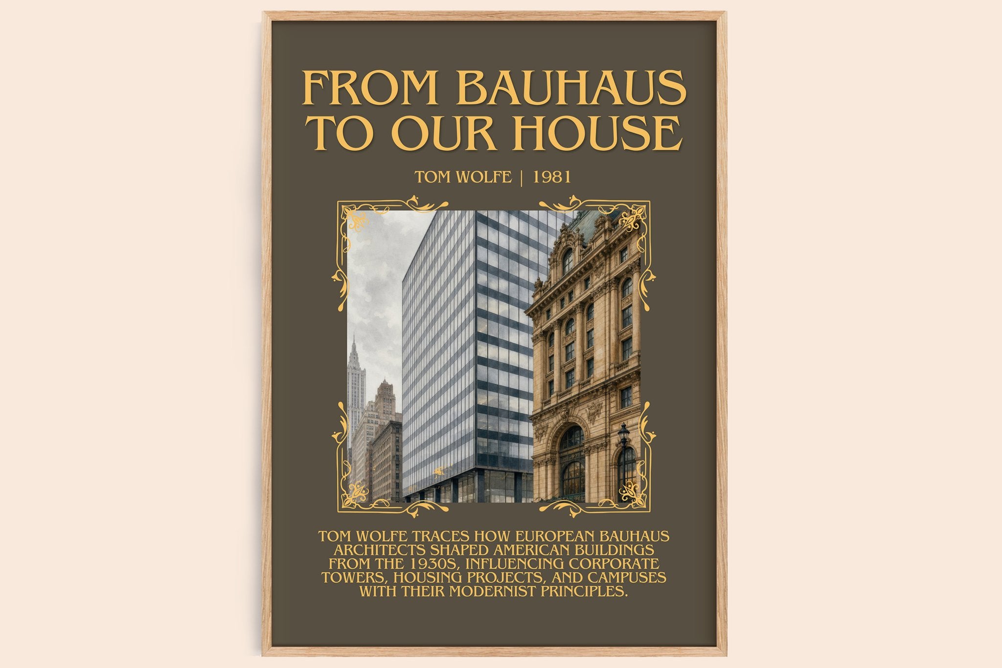 From Bauhaus to our house Minimalist Book Poster by Tom Wolfe