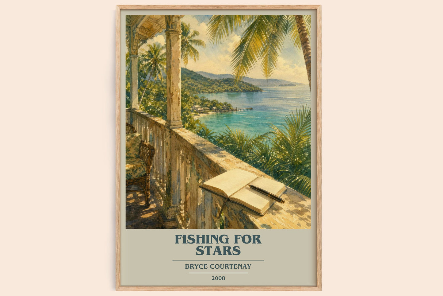 Fishing For Stars book cover book poster by Bryce Courtenay – framed literary art print