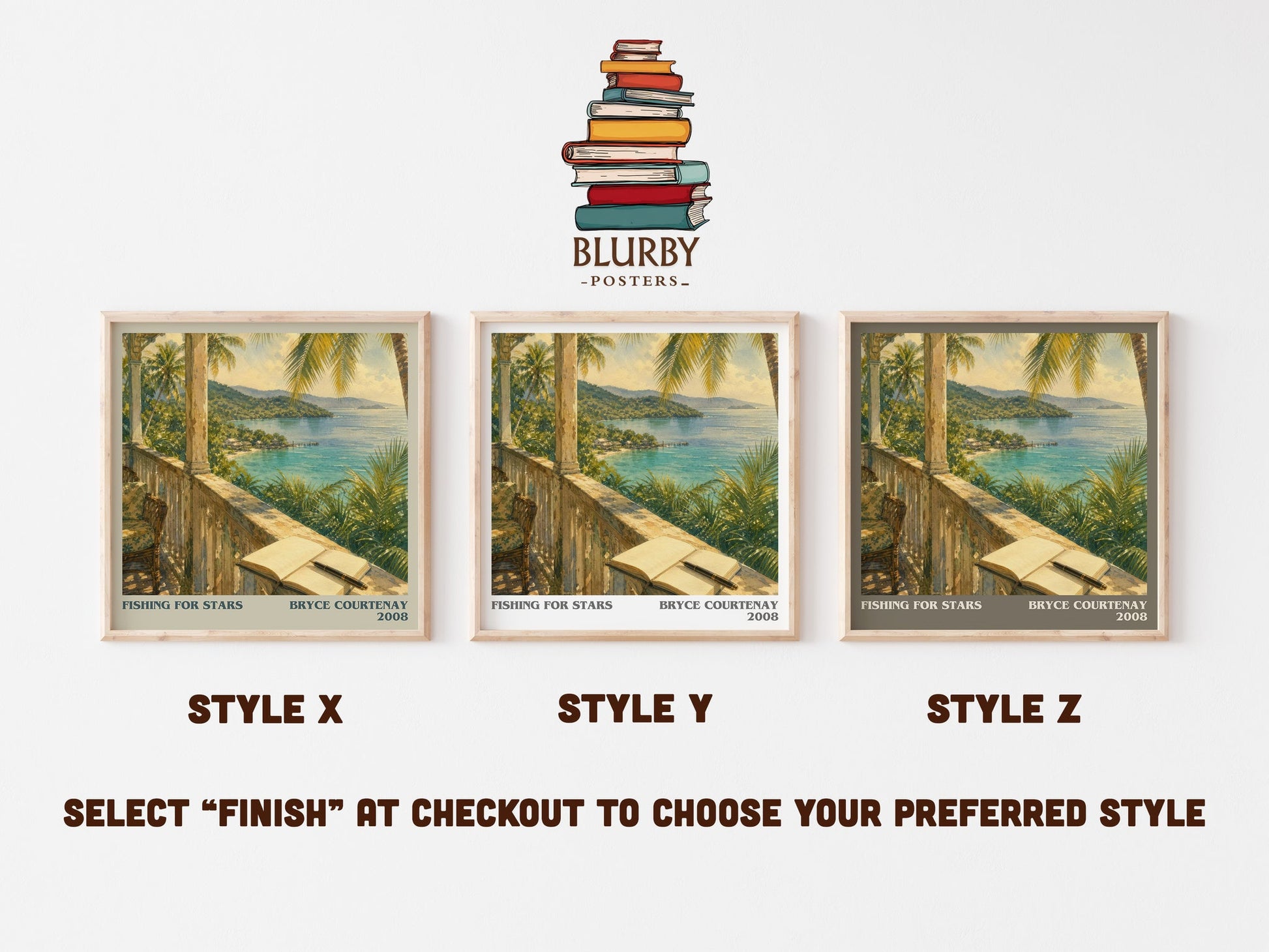 Fishing For Stars literary print in frame leaning in hallway – historical fiction wall art