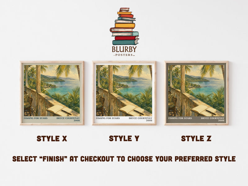 Fishing For Stars literary print in frame leaning in hallway – historical fiction wall art