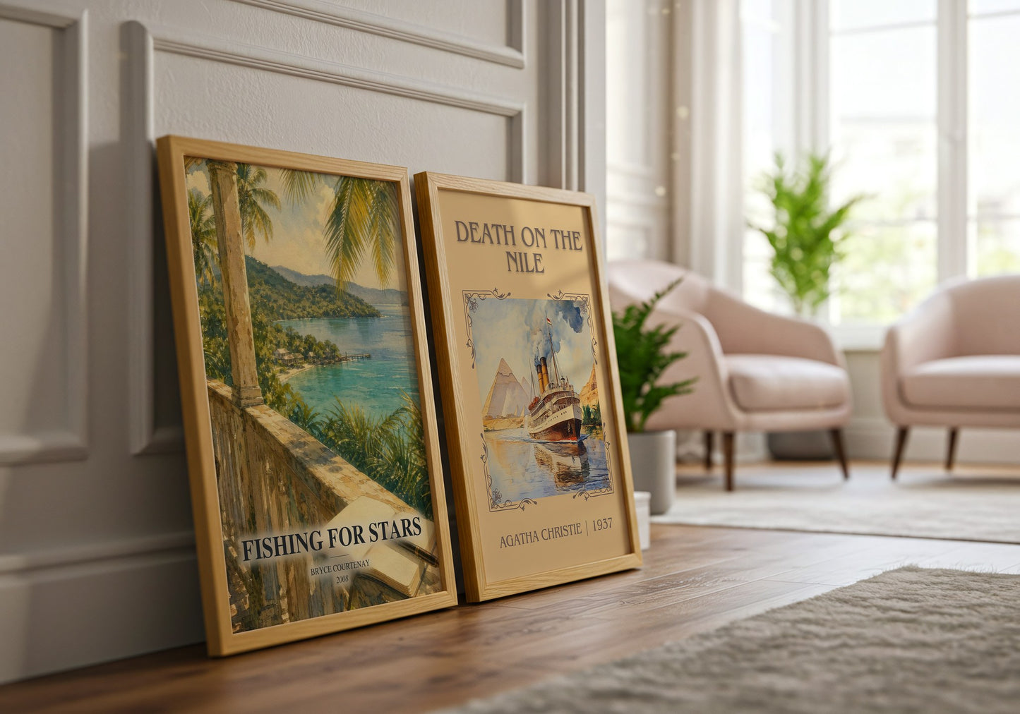 Fishing For Stars watercolour print framed by window – literary home decor