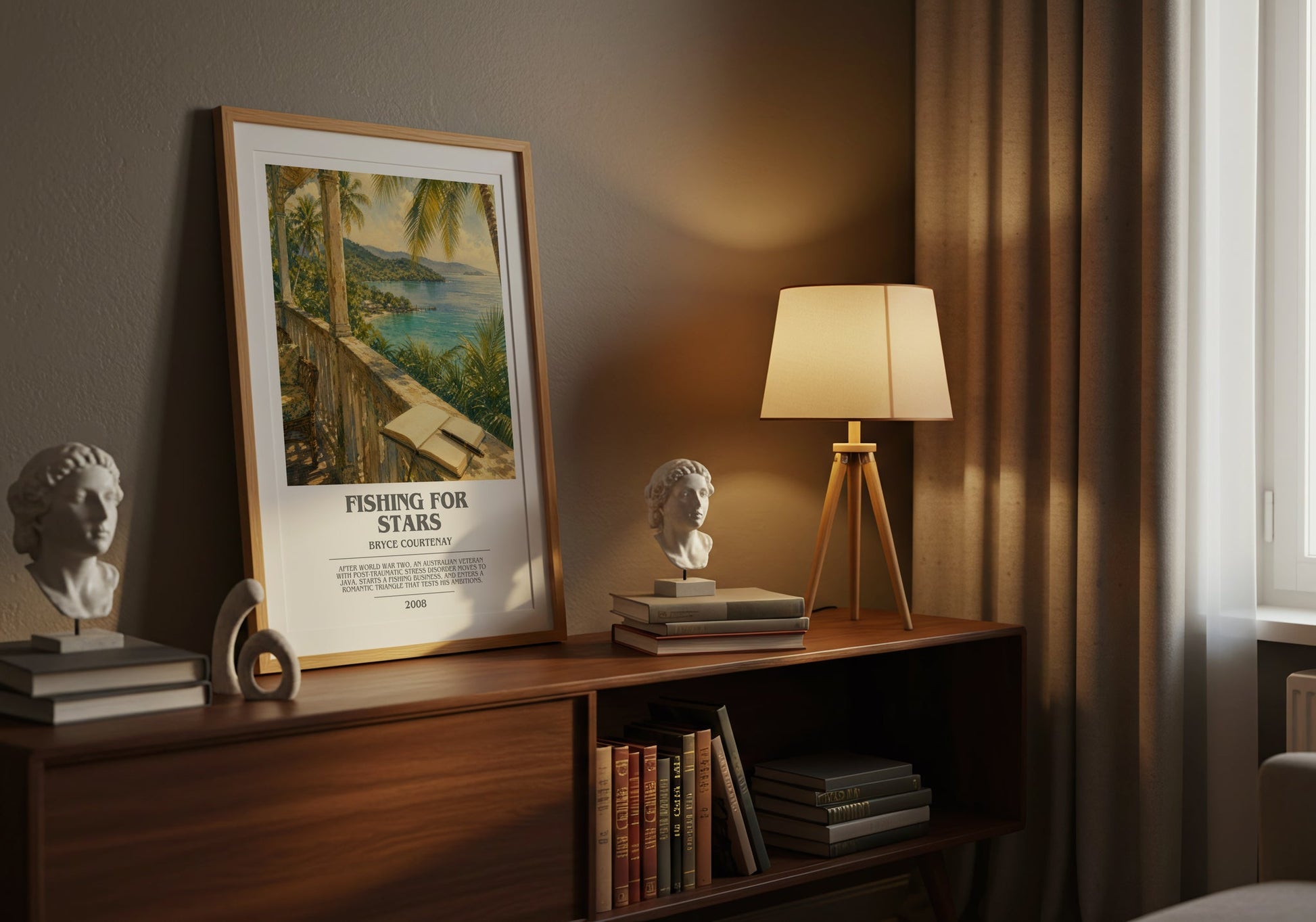 Fishing For Stars bookish book poster framed on wall – historical fiction wall art
