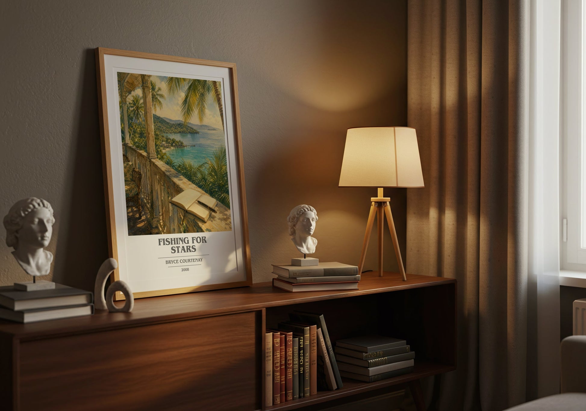 Fishing For Stars book cover book poster framed on wall – historical fiction wall art