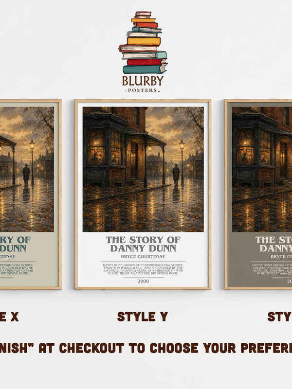 The Story Of Danny Dunn bookish print in frame leaning in hallway – historical fiction wall art