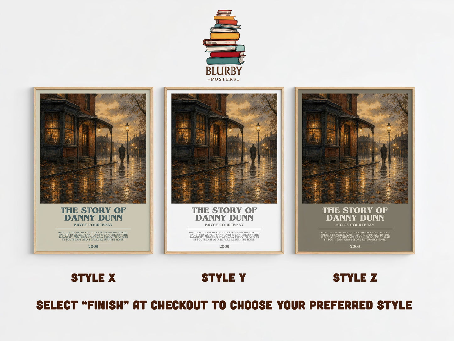 The Story Of Danny Dunn bookish print in frame leaning in hallway – historical fiction wall art