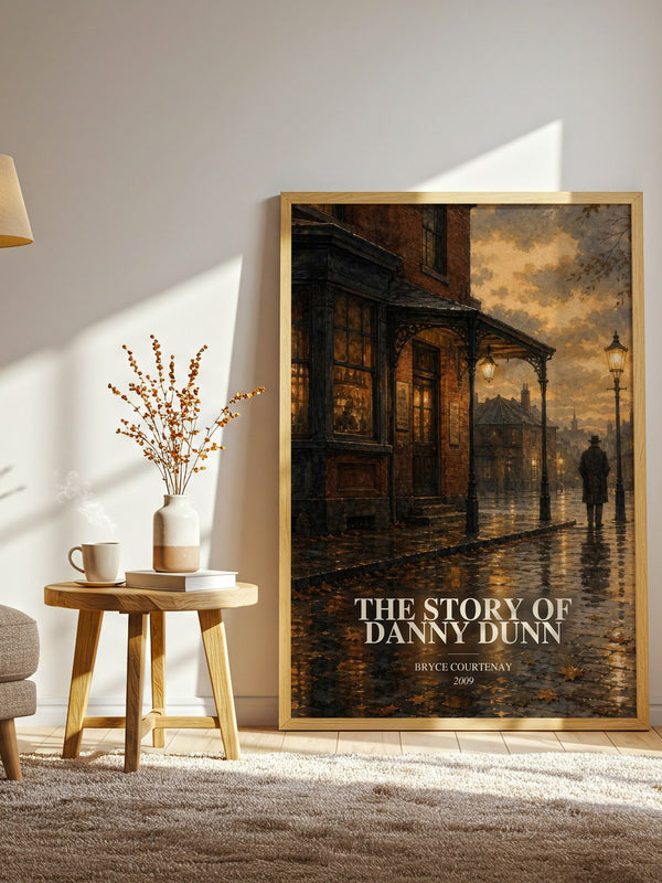 The Story Of Danny Dunn watercolour print in frame leaning in hallway – historical fiction wall art