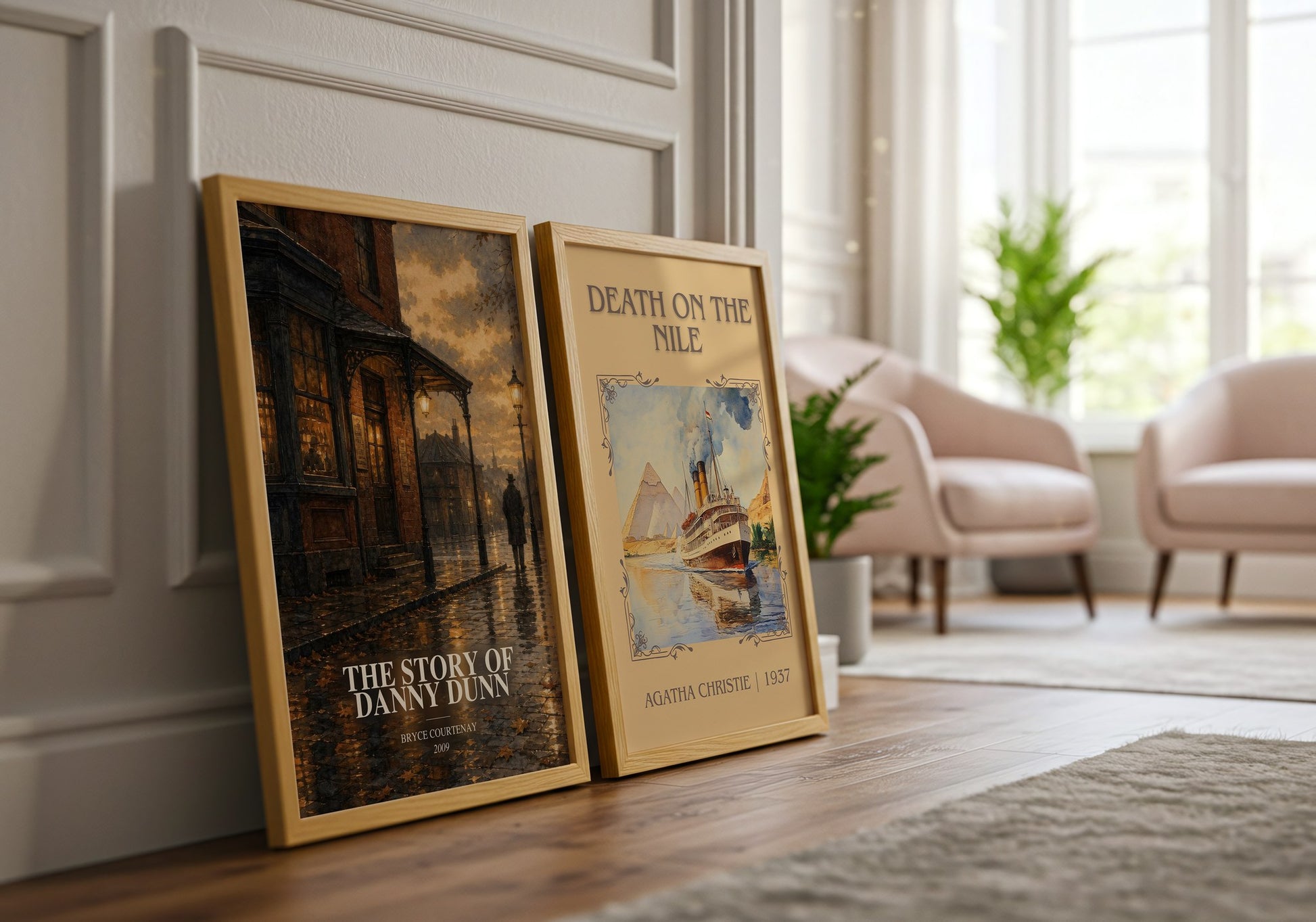 The Story Of Danny Dunn watercolour print framed by window – literary home decor