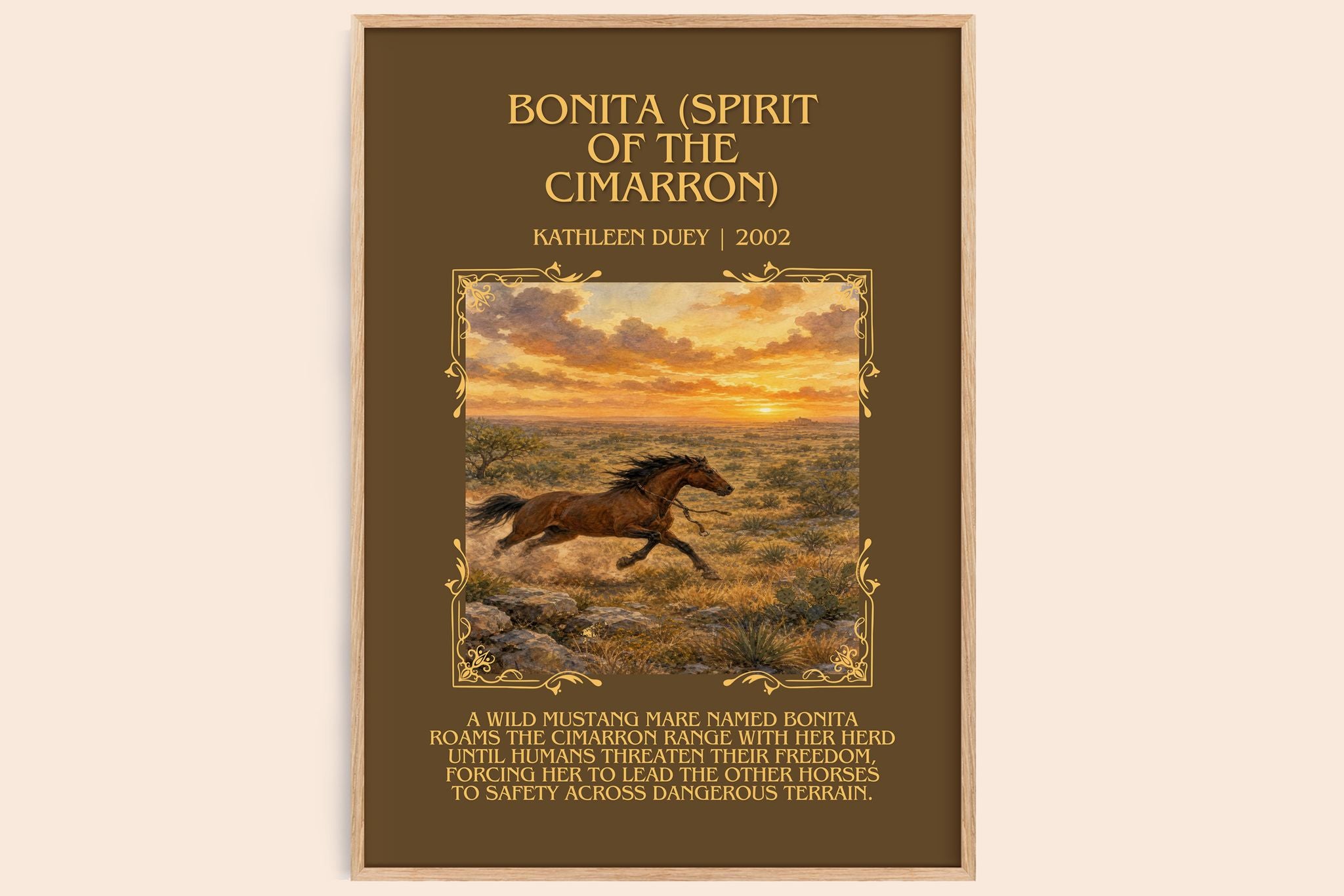 Bonita (Spirit of the Cimarron) Minimalist Book Poster by K. Duey