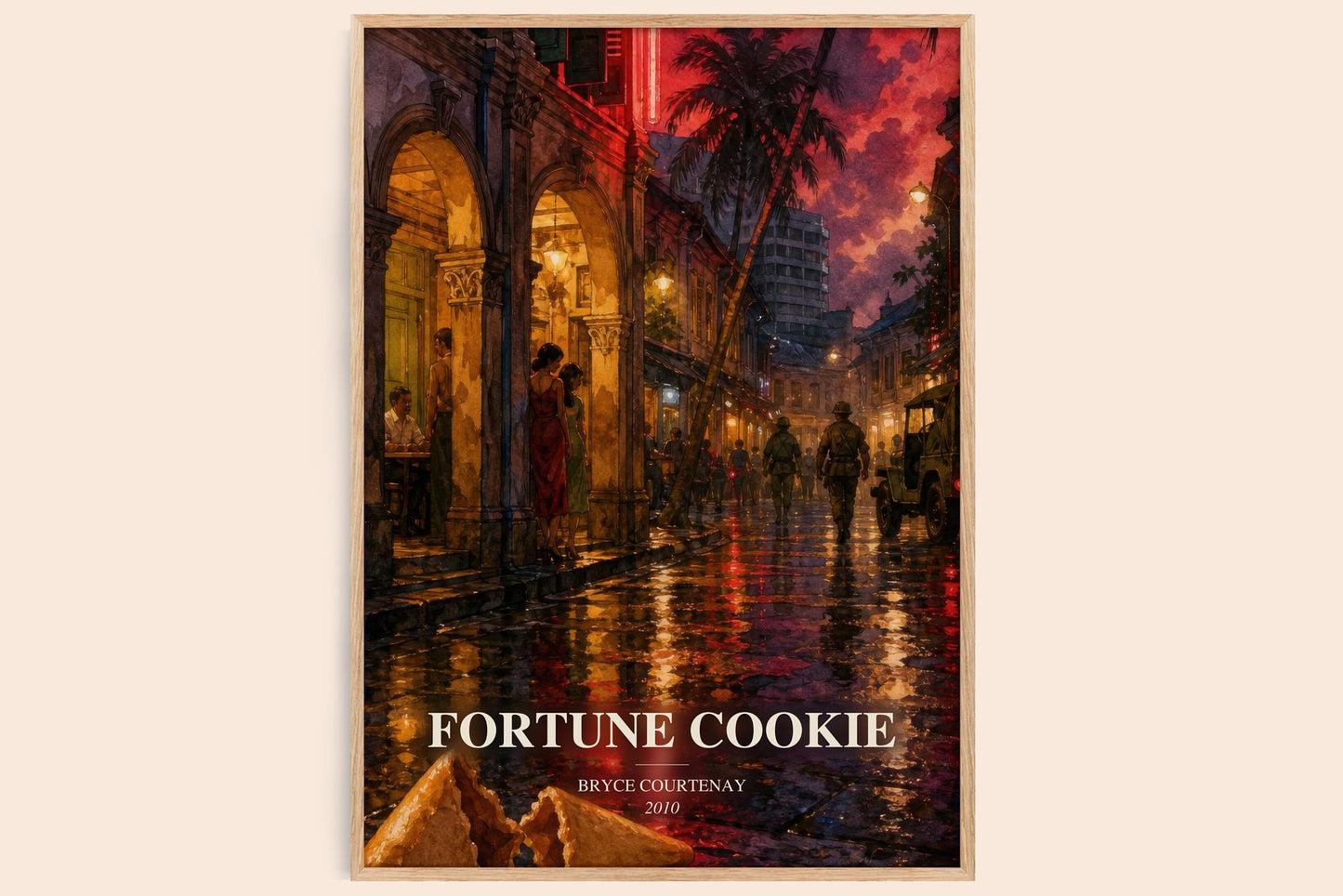 Fortune Cookie watercolour book poster by Bryce Courtenay – framed literary art print