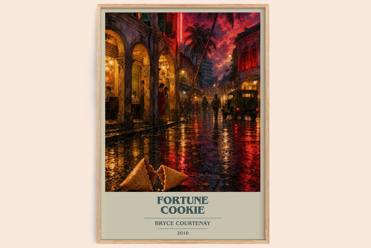 Fortune Cookie book cover book poster by Bryce Courtenay – framed literary art print