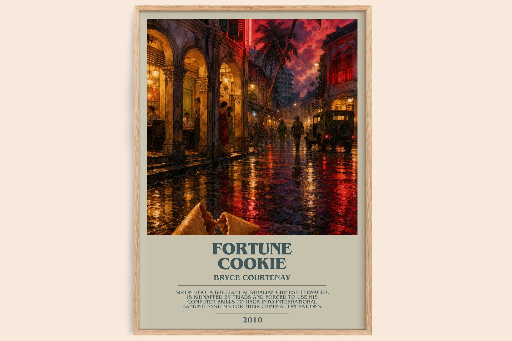 Fortune Cookie bookish book poster by Bryce Courtenay – framed literary art print