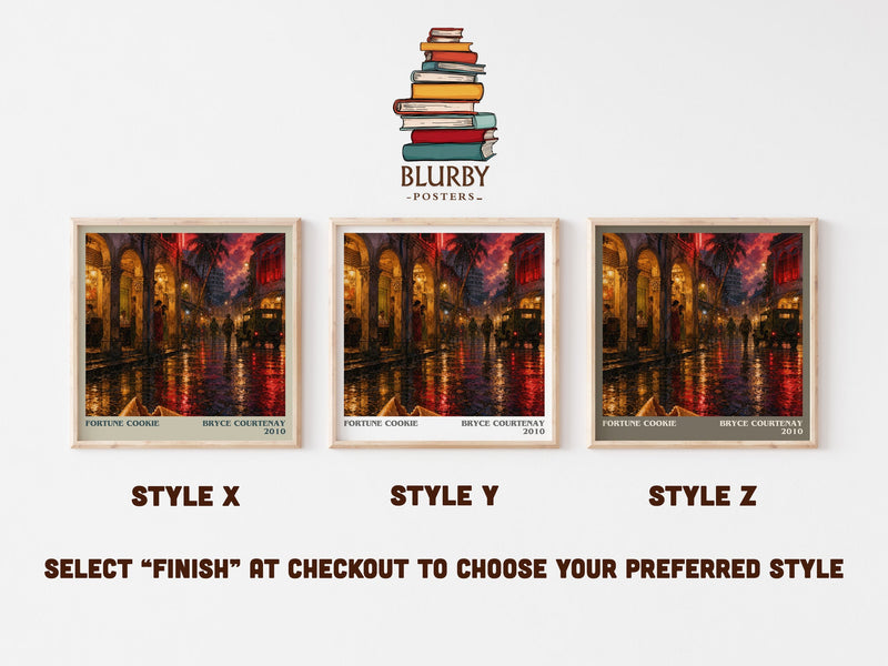 Fortune Cookie literary print in frame leaning in hallway – thriller wall art