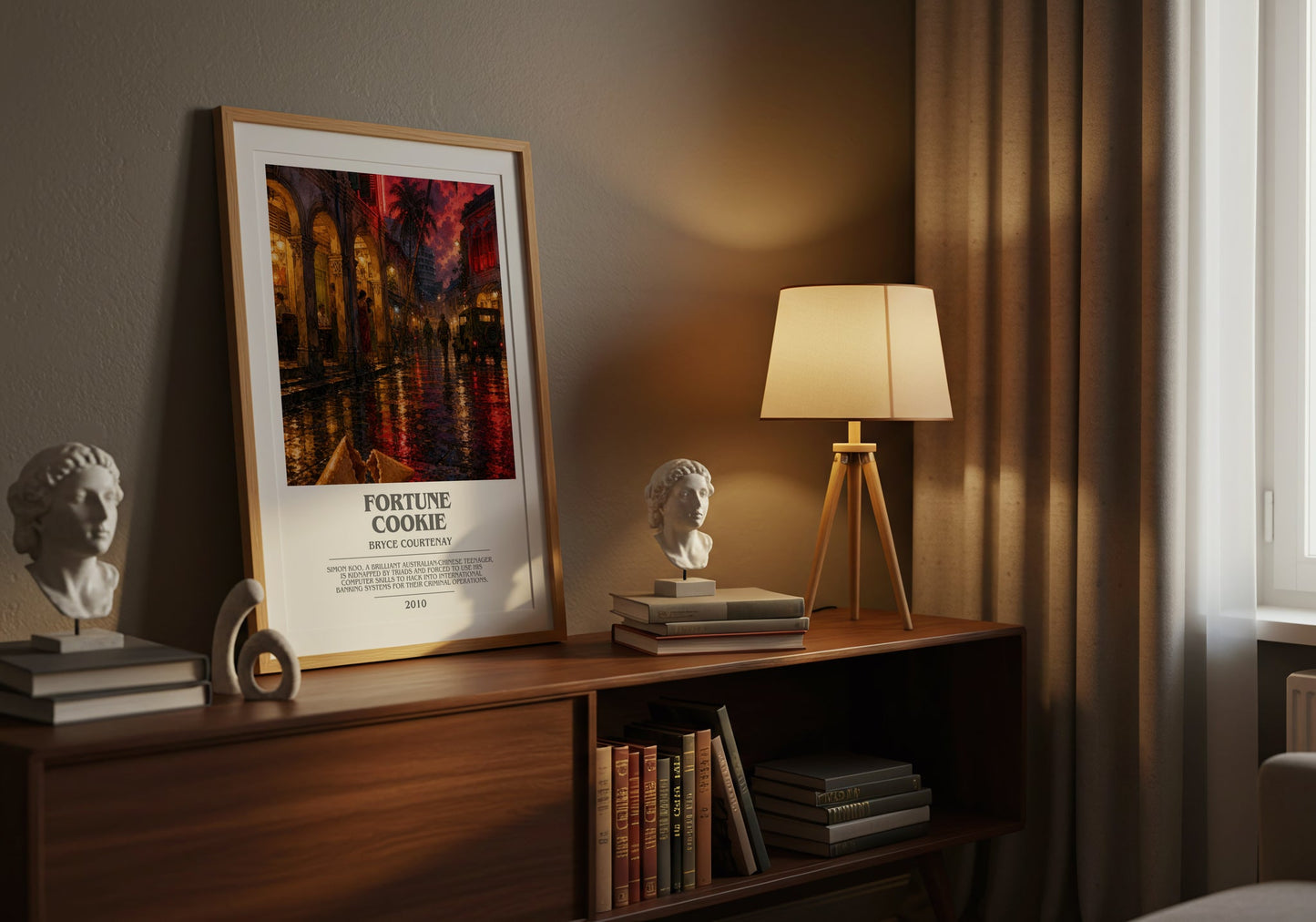 Fortune Cookie bookish book poster framed on wall – thriller wall art