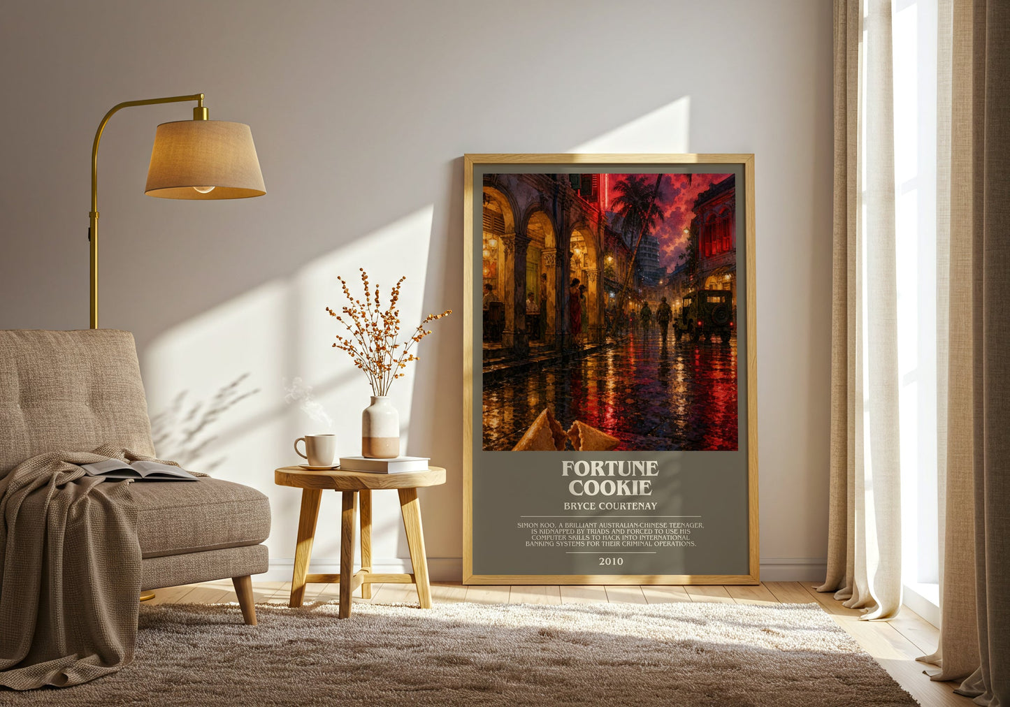 Fortune Cookie bookish print on bookshelf – Bryce Courtenay fan gift