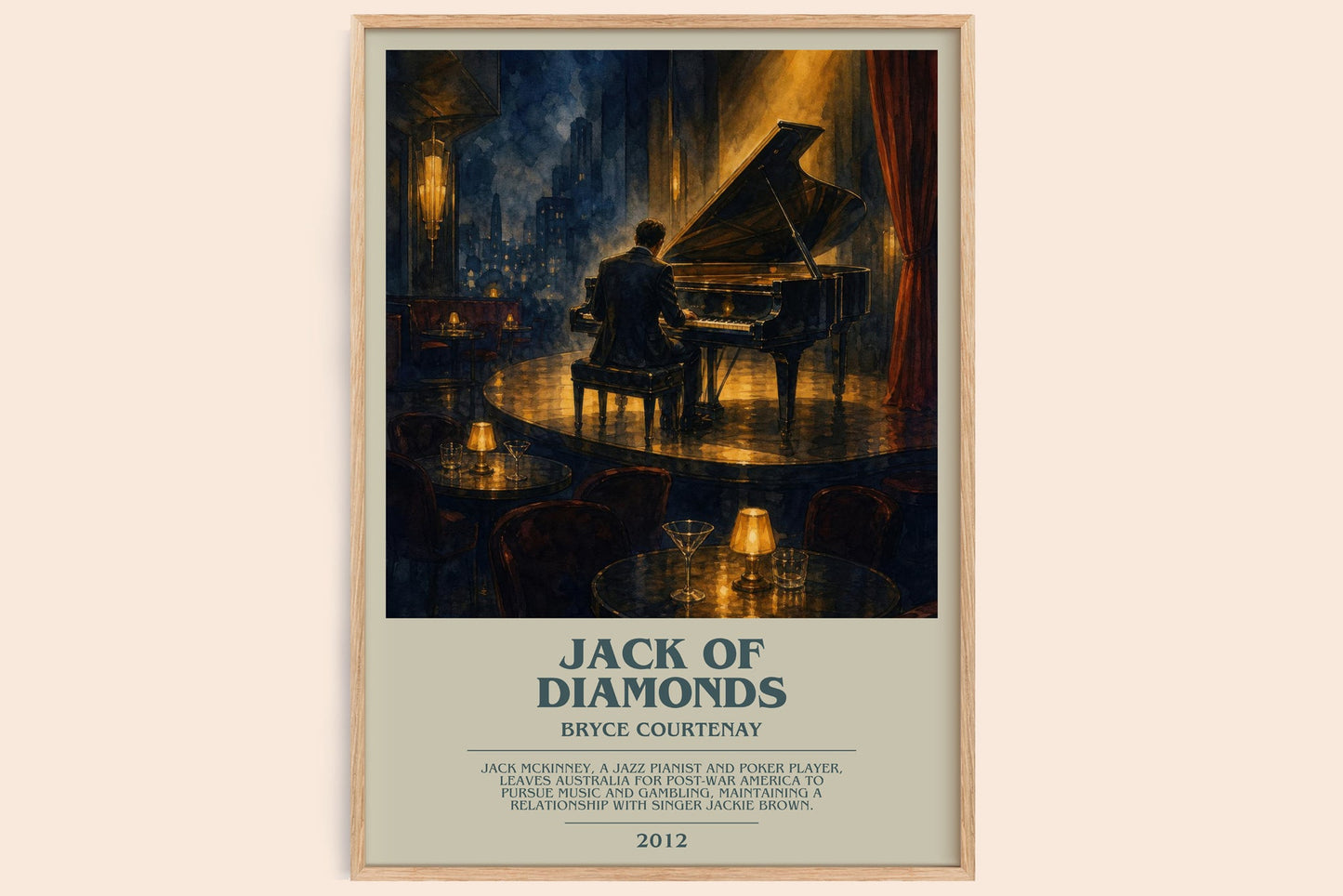 Jack Of Diamonds bookish book poster by Bryce Courtenay – framed literary art print