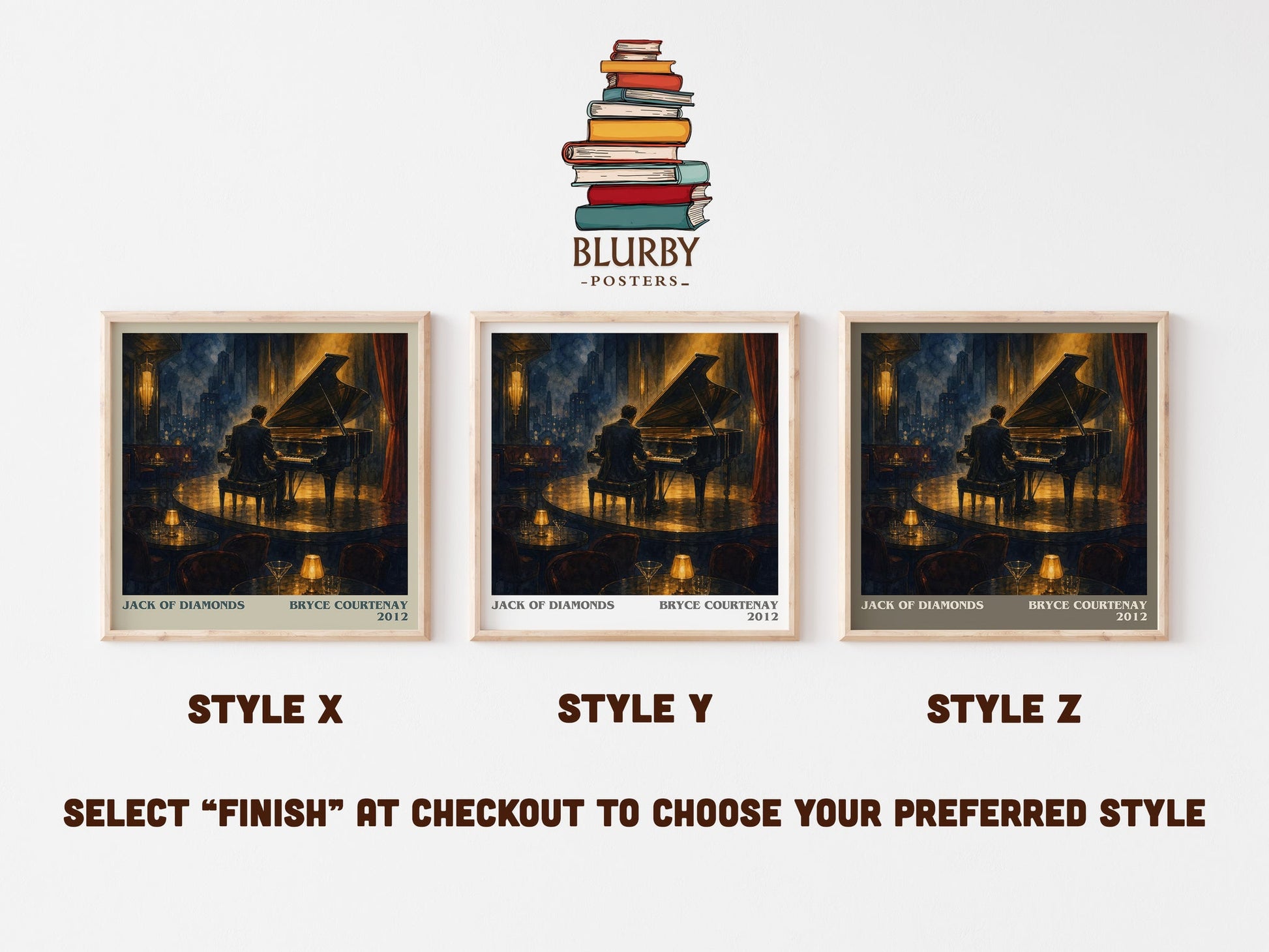 Jack Of Diamonds literary print in frame leaning in hallway – contemporary fiction wall art
