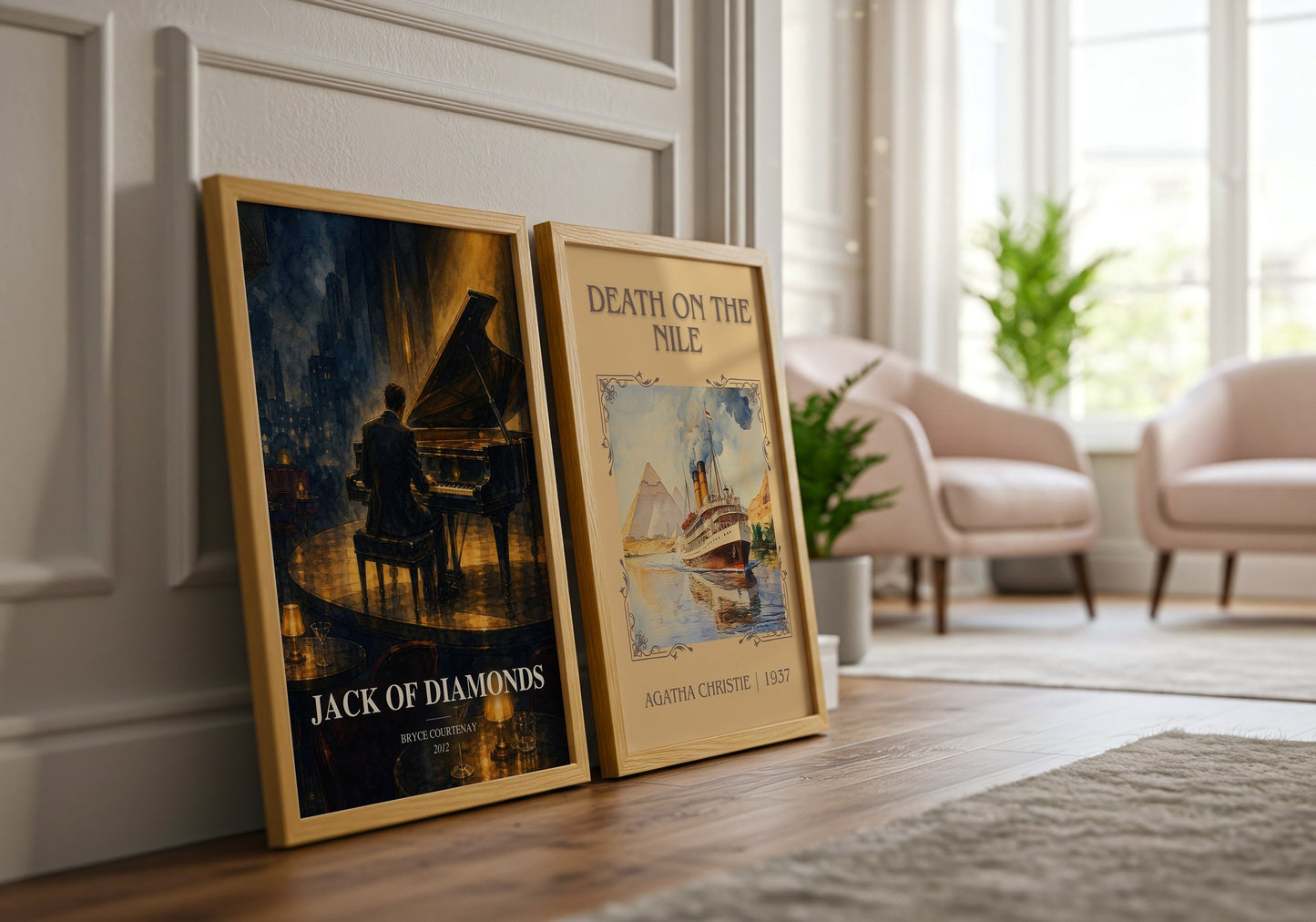Jack Of Diamonds watercolour print framed by window – literary home decor