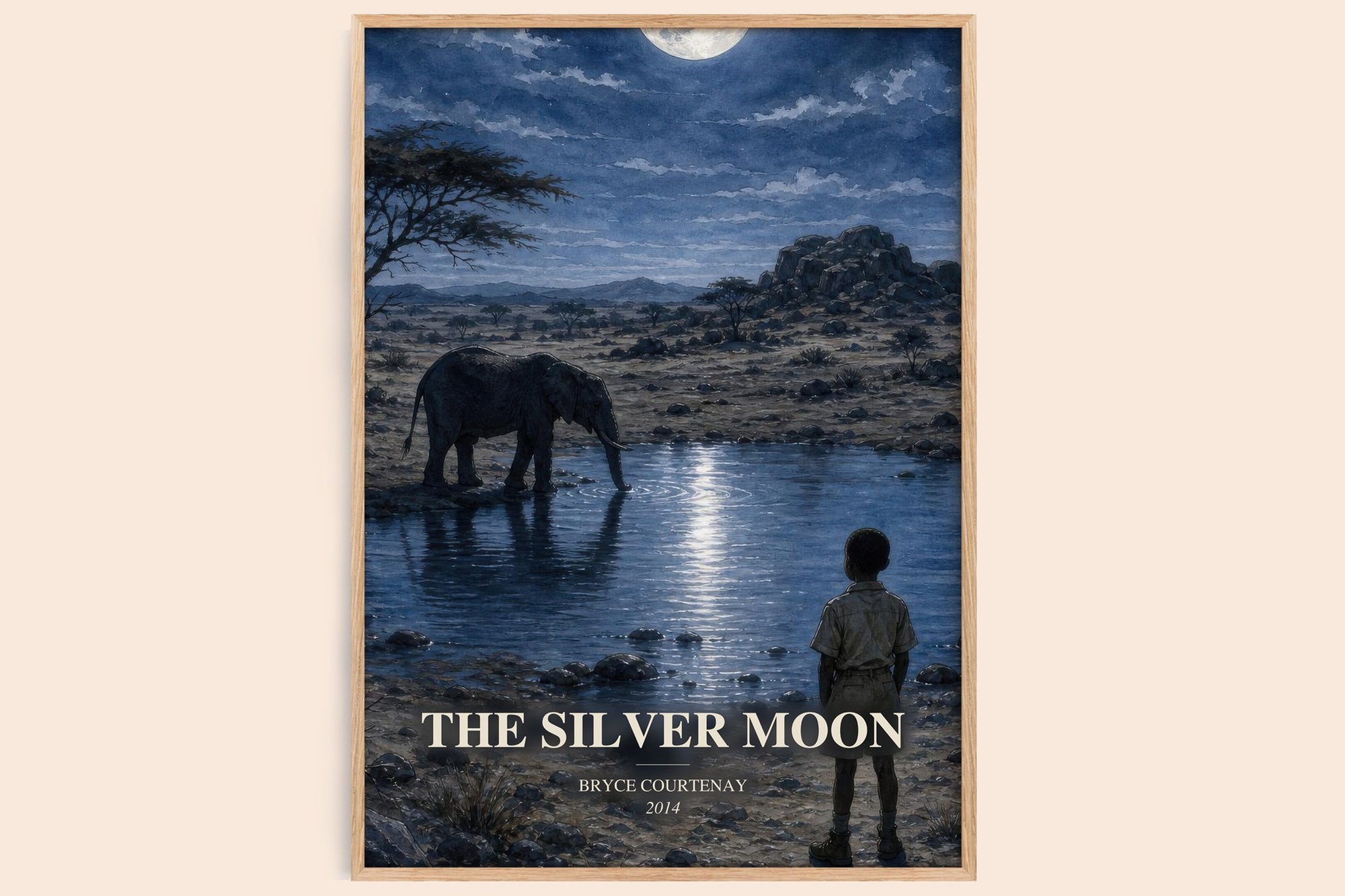 The Silver Moon watercolour book poster by Bryce Courtenay – framed literary art print
