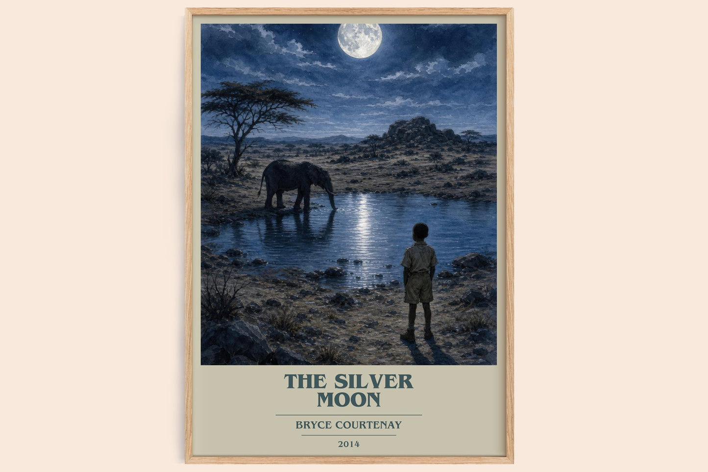 The Silver Moon book cover book poster by Bryce Courtenay – framed literary art print