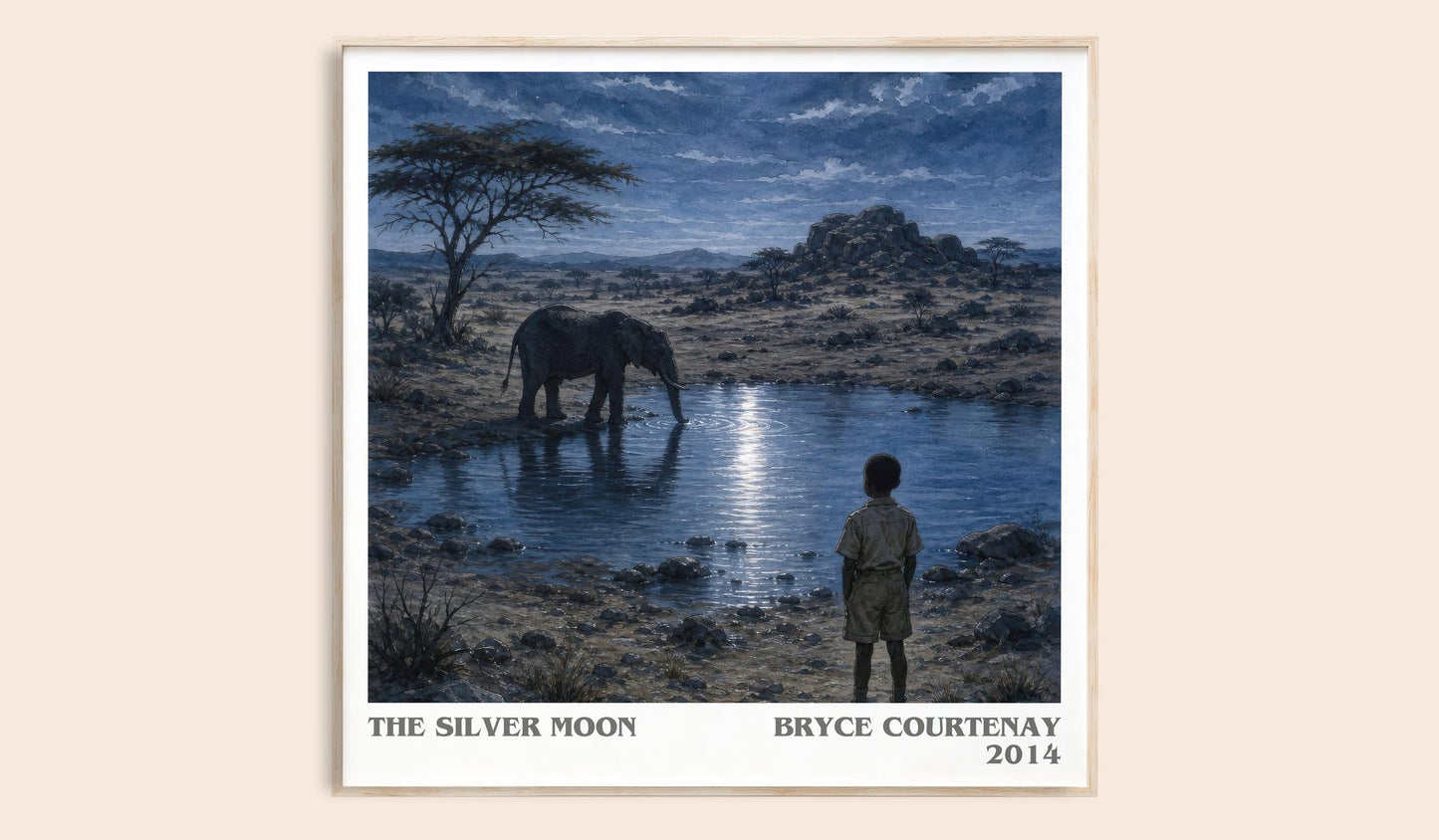 The Silver Moon literary book poster by Bryce Courtenay – framed literary art print