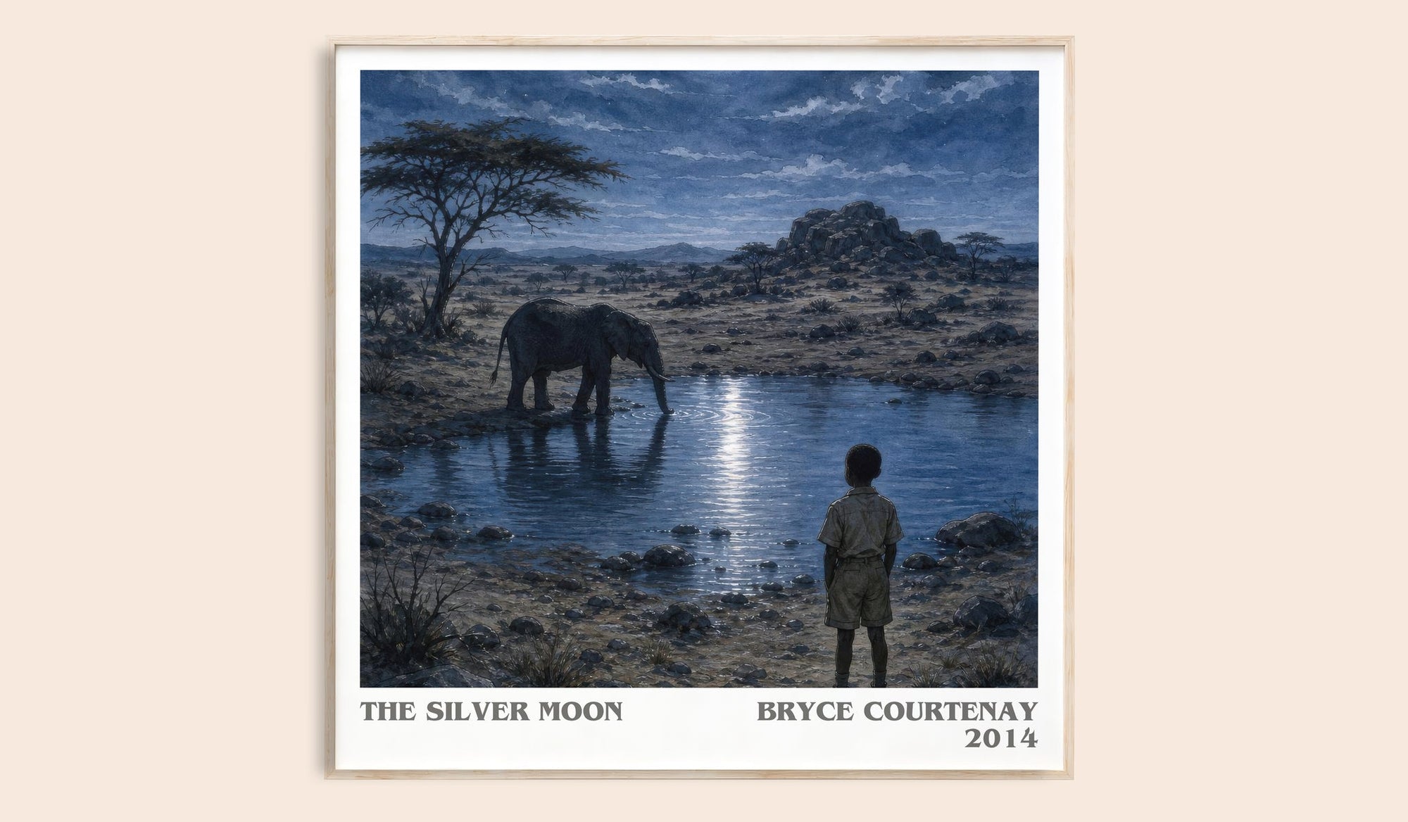 The Silver Moon literary book poster by Bryce Courtenay – framed literary art print