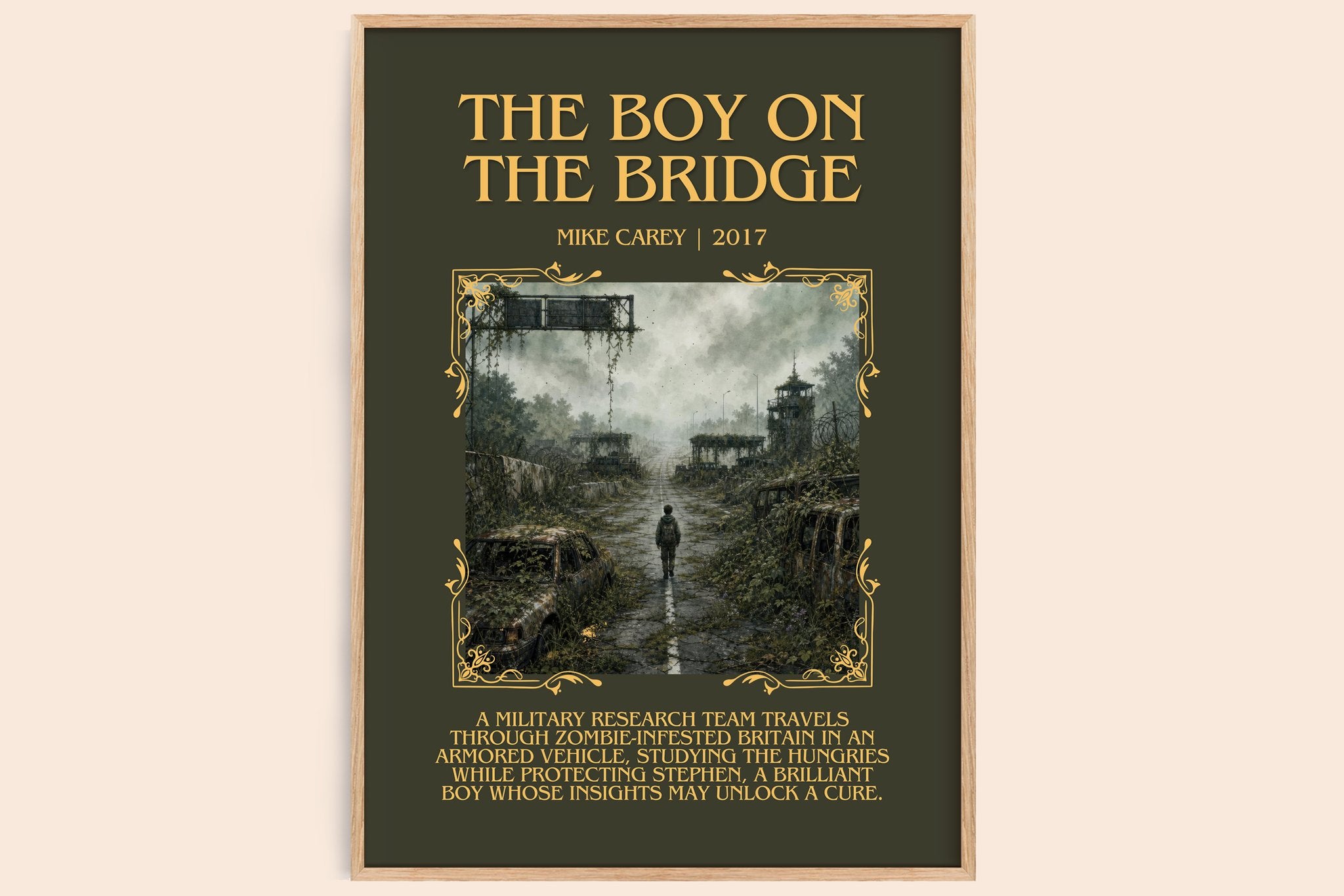 The boy on the bridge Minimalist Book Poster by Mike Carey