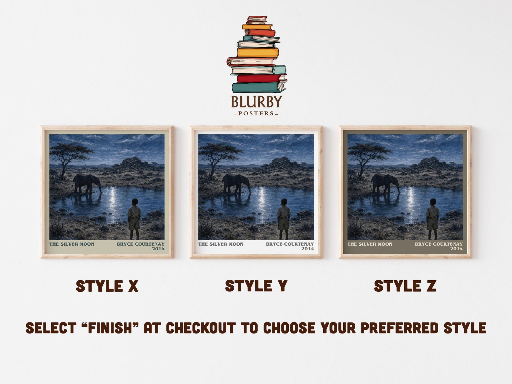 The Silver Moon literary print in frame leaning in hallway – memoir wall art