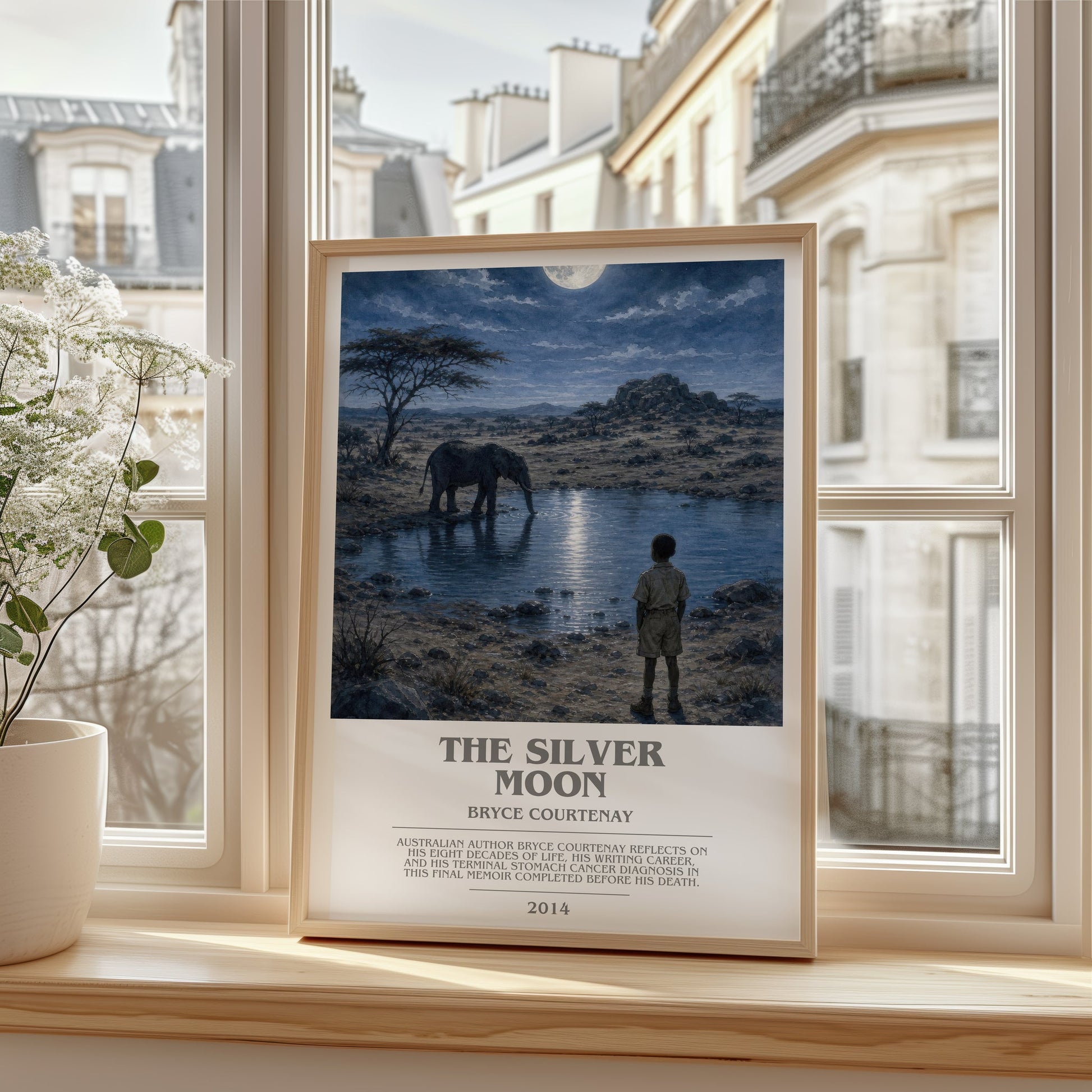 The Silver Moon bookish poster colour and style options – Bryce Courtenay book art