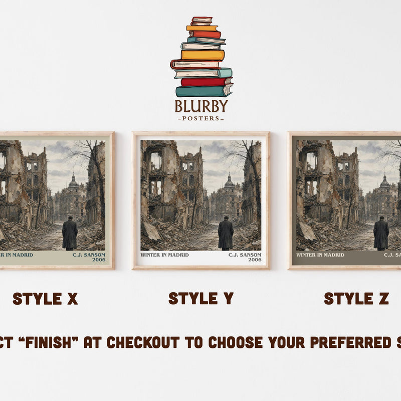 Winter In Madrid literary print in frame leaning in hallway – historical fiction wall art