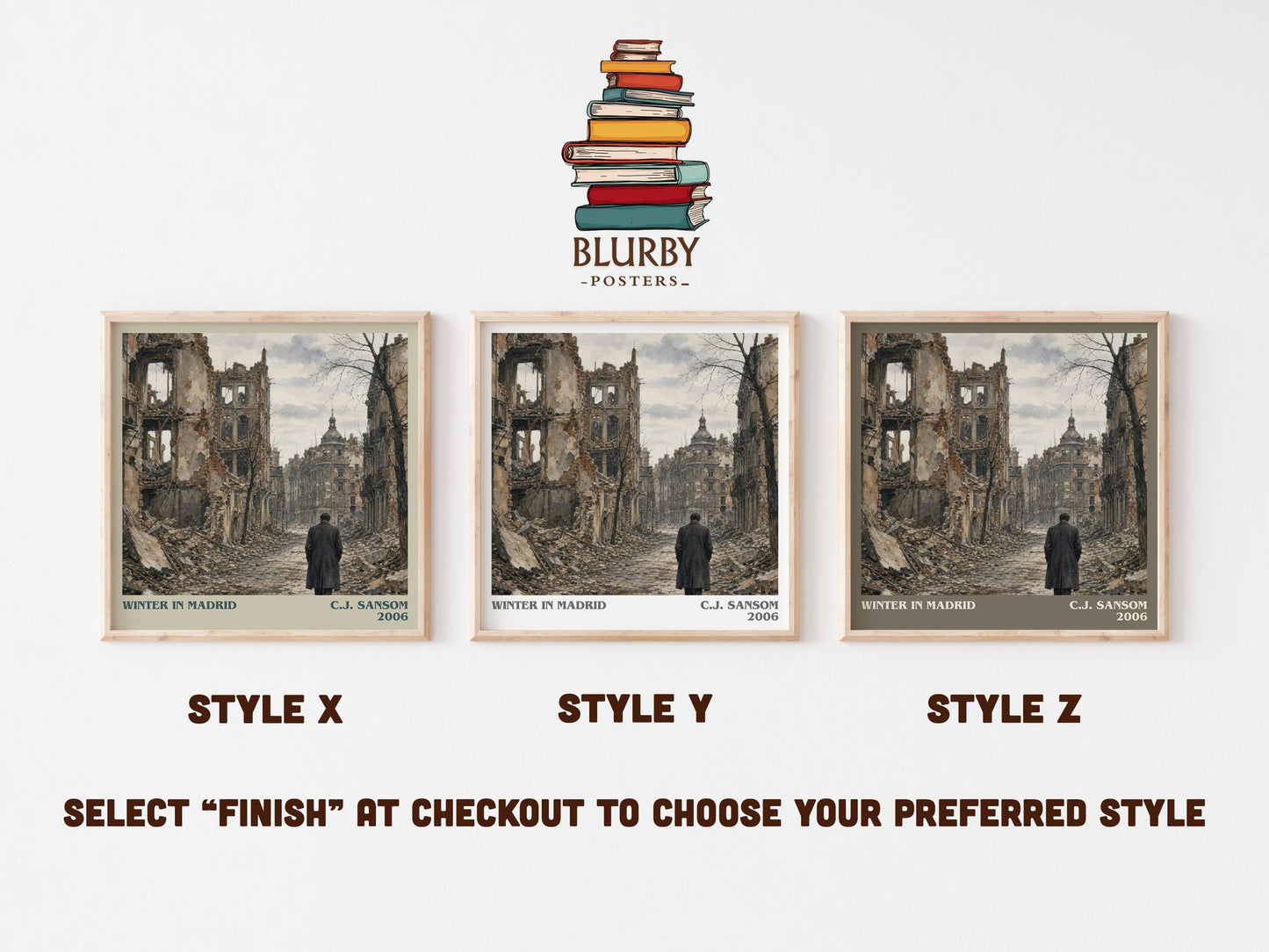 Winter In Madrid literary print in frame leaning in hallway – historical fiction wall art