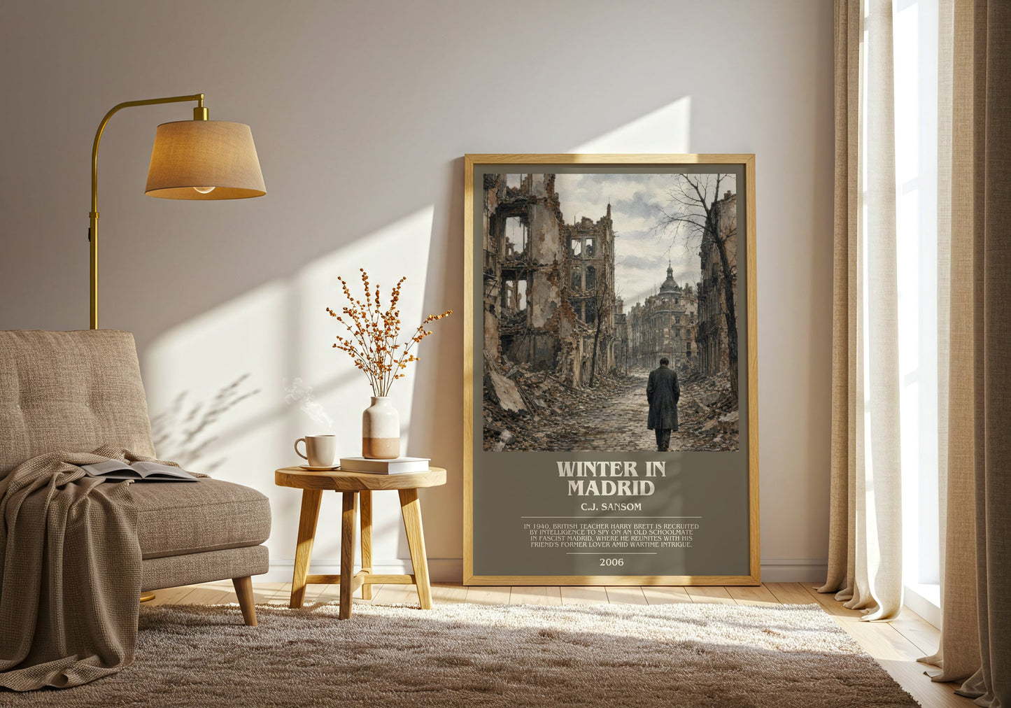 Winter In Madrid bookish print on bookshelf – C.J. Sansom fan gift