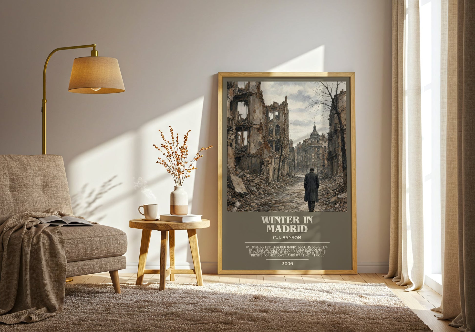 Winter In Madrid bookish print on bookshelf – C.J. Sansom fan gift