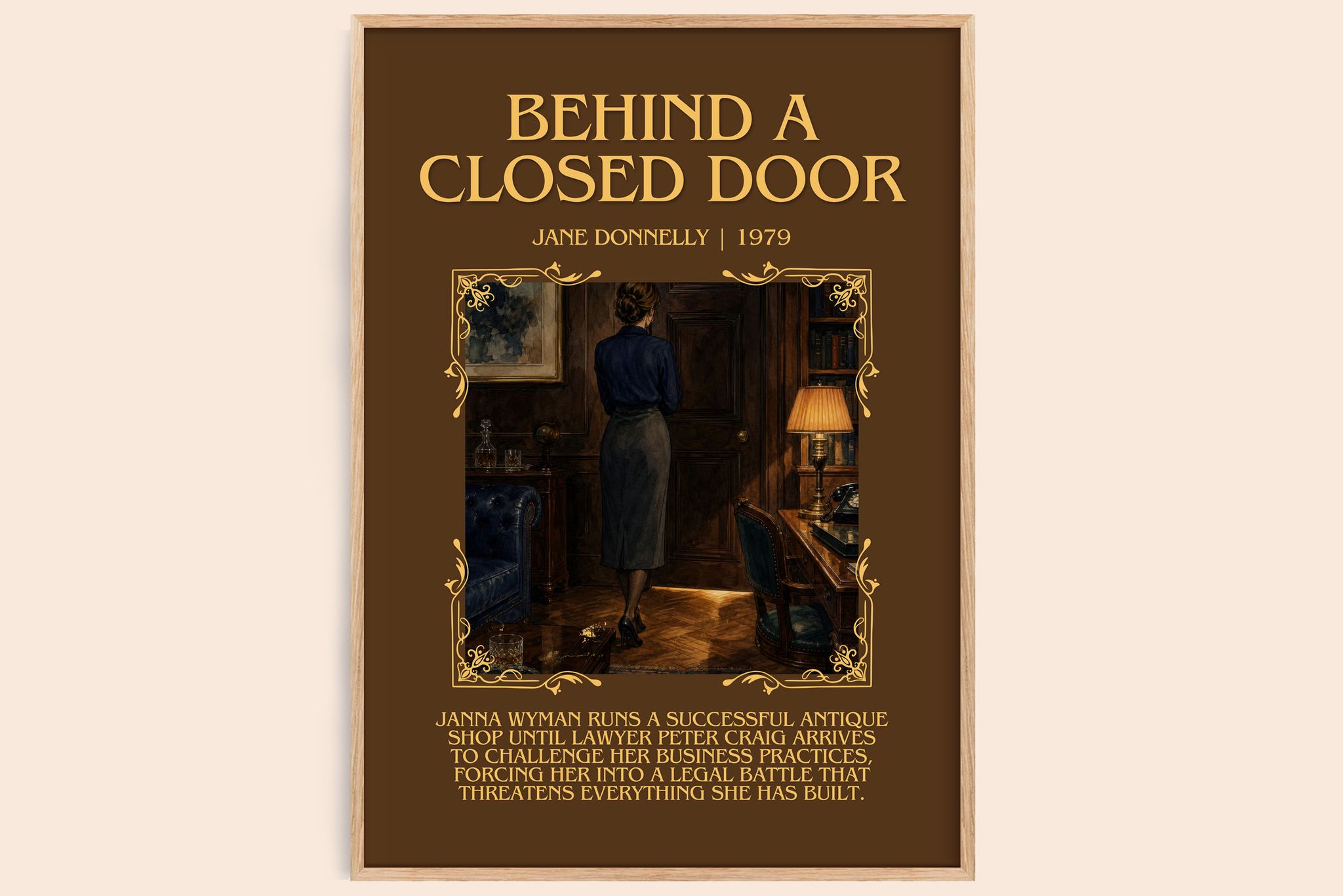 Behind A Closed Door Minimalist Book Poster by Jane Donnelly
