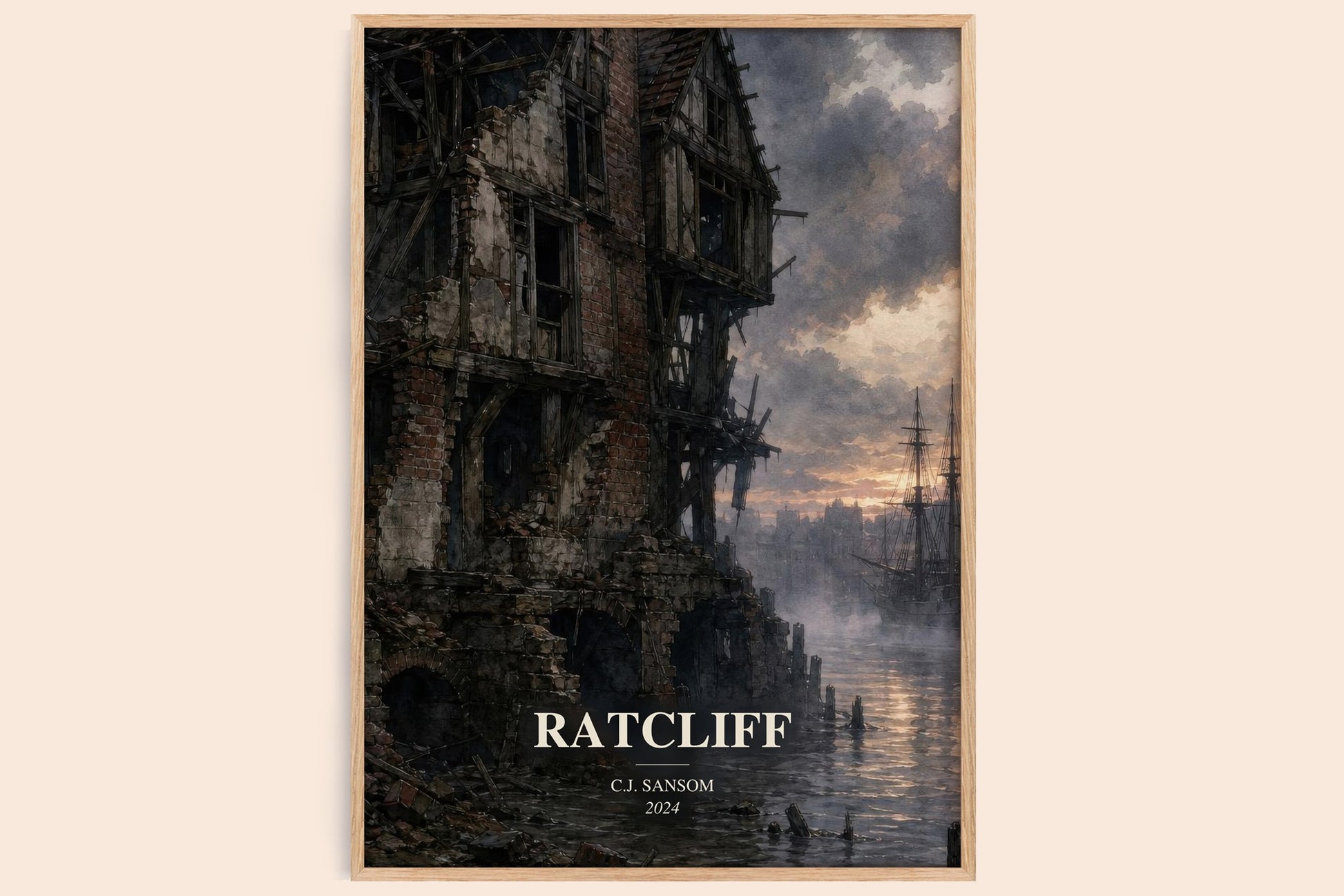 Ratcliff watercolour book poster by C.J. Sansom – framed literary art print