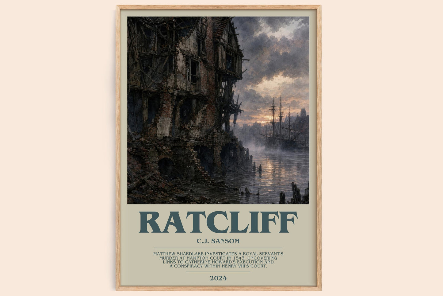 Ratcliff bookish book poster by C.J. Sansom – framed literary art print