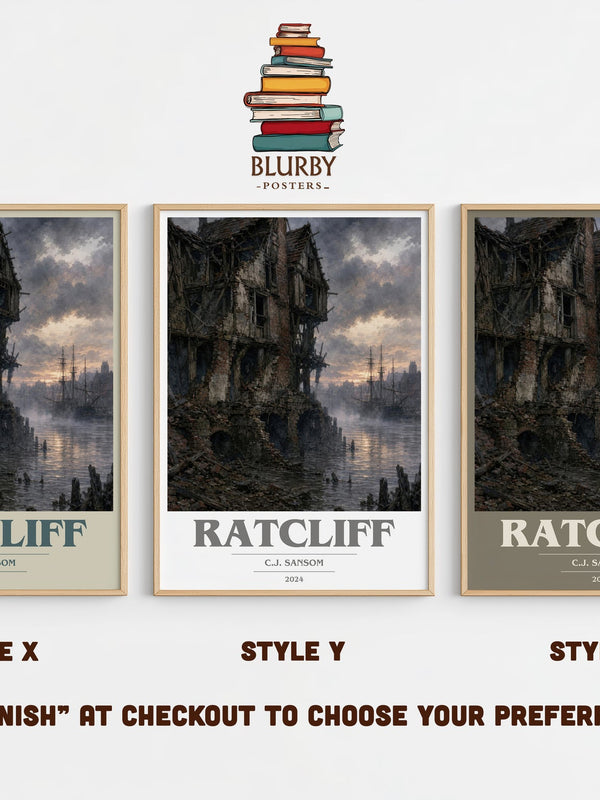 Ratcliff book cover print in frame leaning in hallway – historical fiction wall art