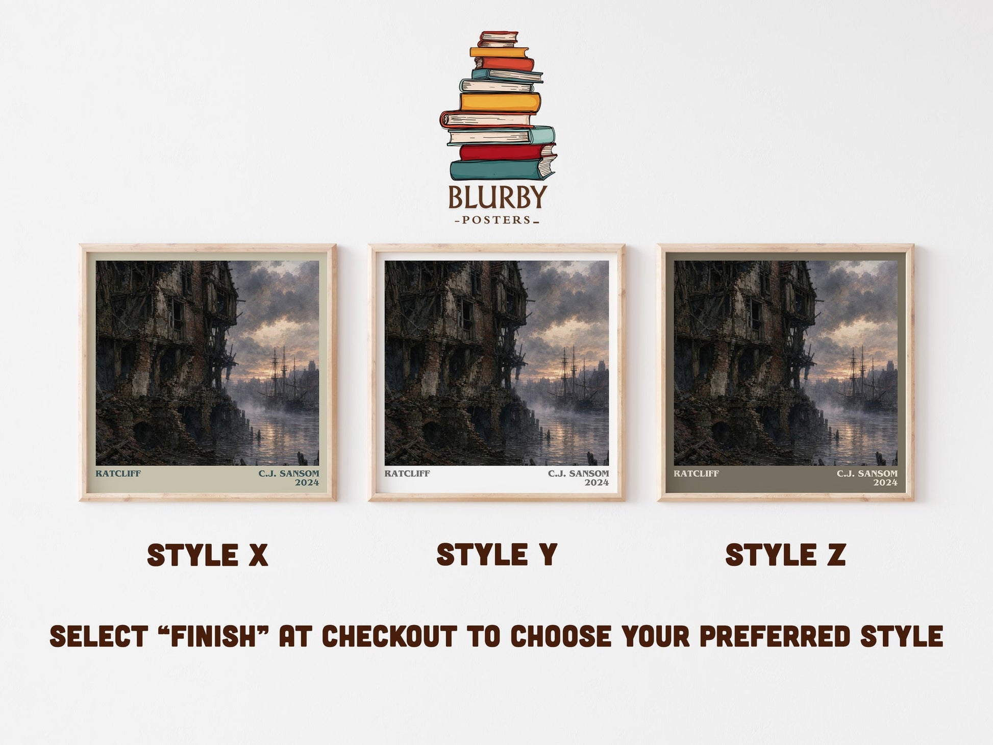 Ratcliff literary print in frame leaning in hallway – historical fiction wall art