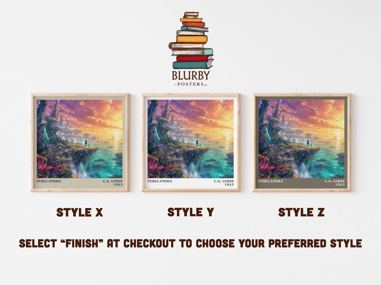 Perelandra literary print in frame leaning in hallway – sci fi wall art