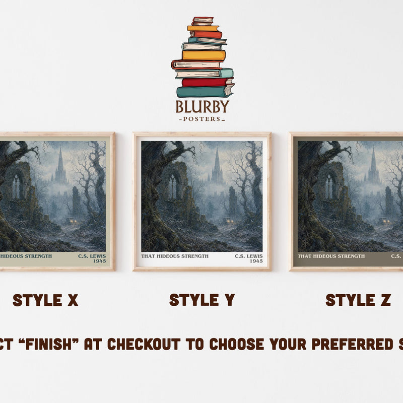 That Hideous Strength literary print in frame leaning in hallway – sci fi wall art