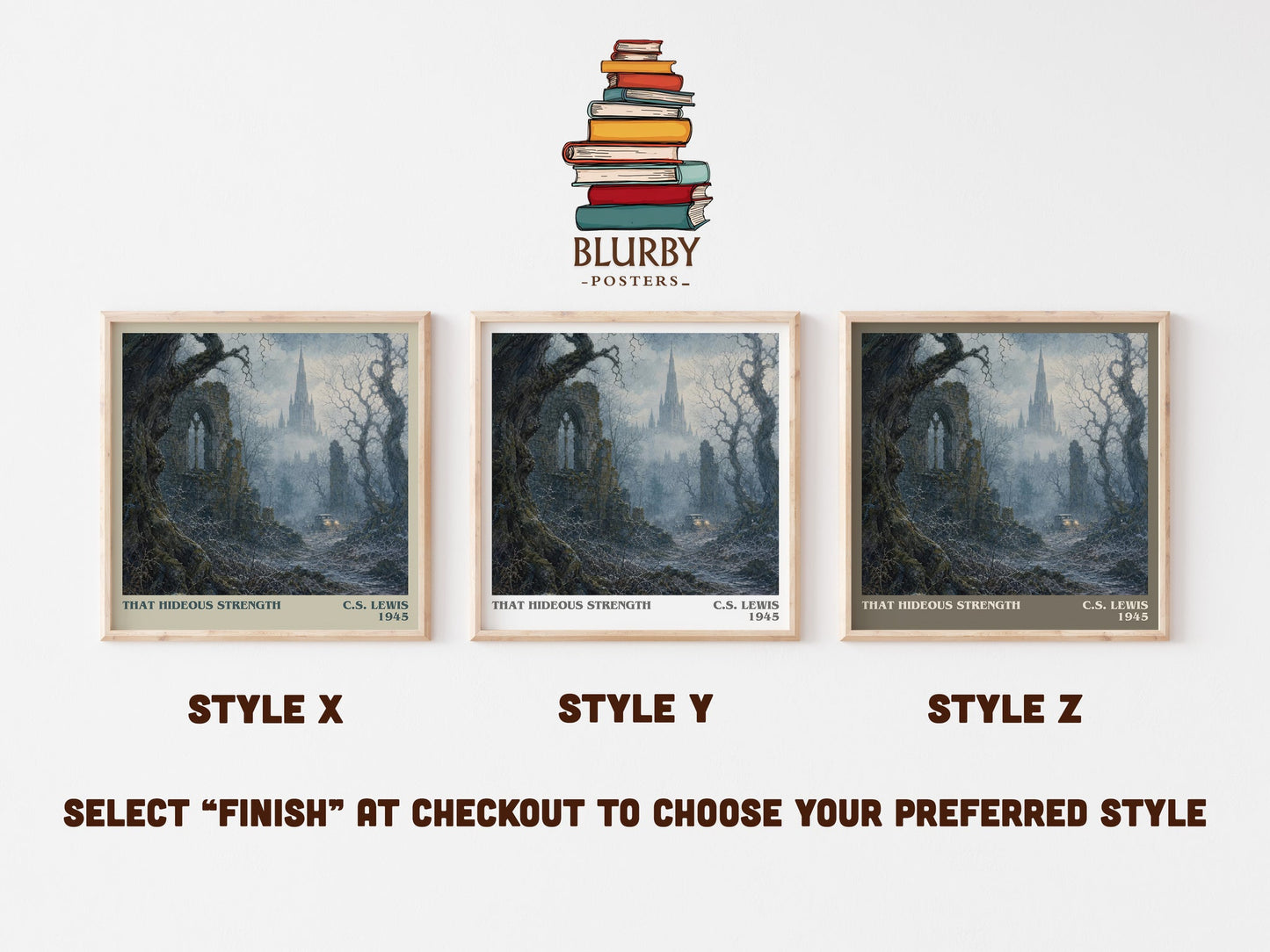 That Hideous Strength literary print in frame leaning in hallway – sci fi wall art