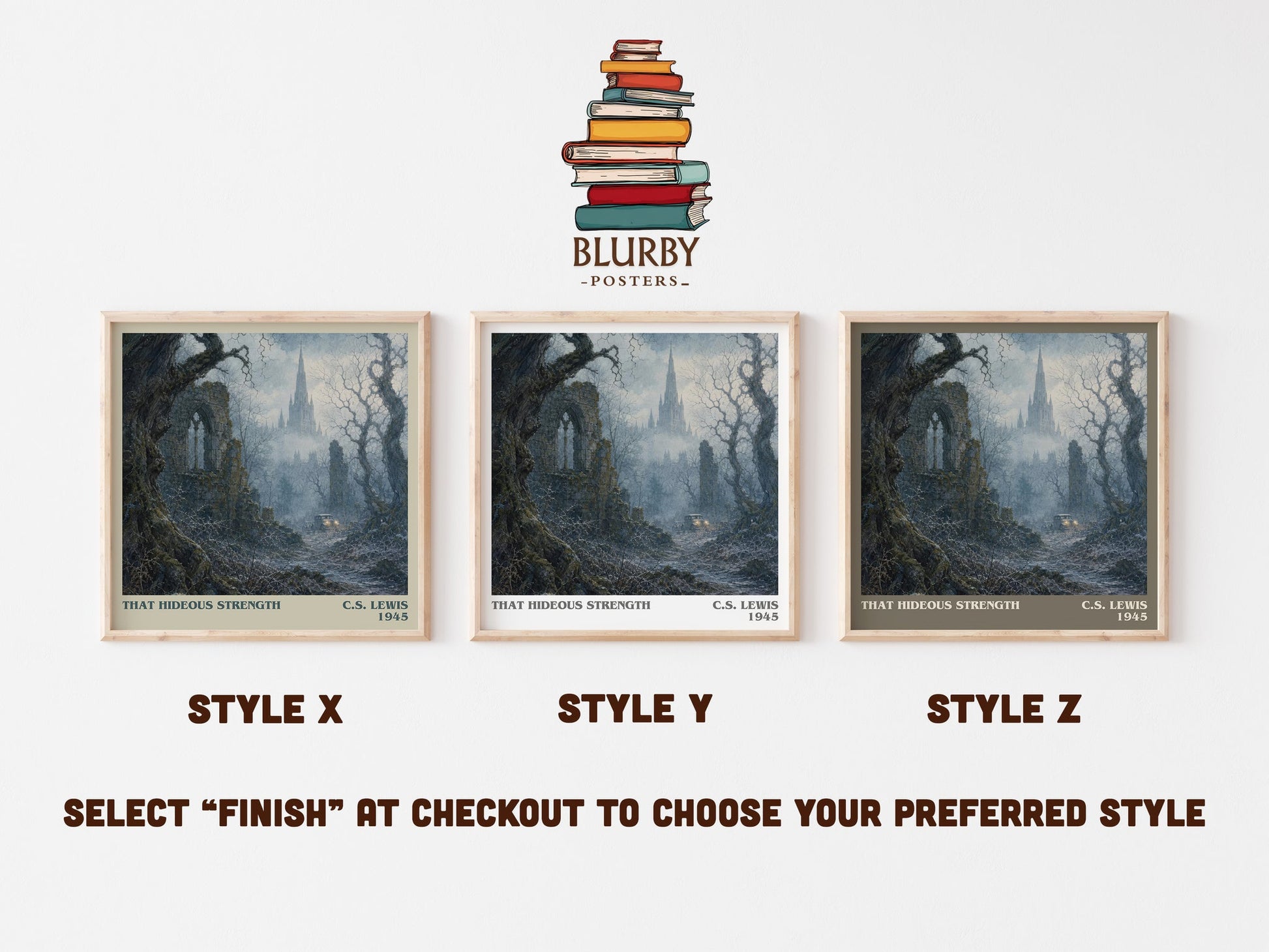 That Hideous Strength literary print in frame leaning in hallway – sci fi wall art