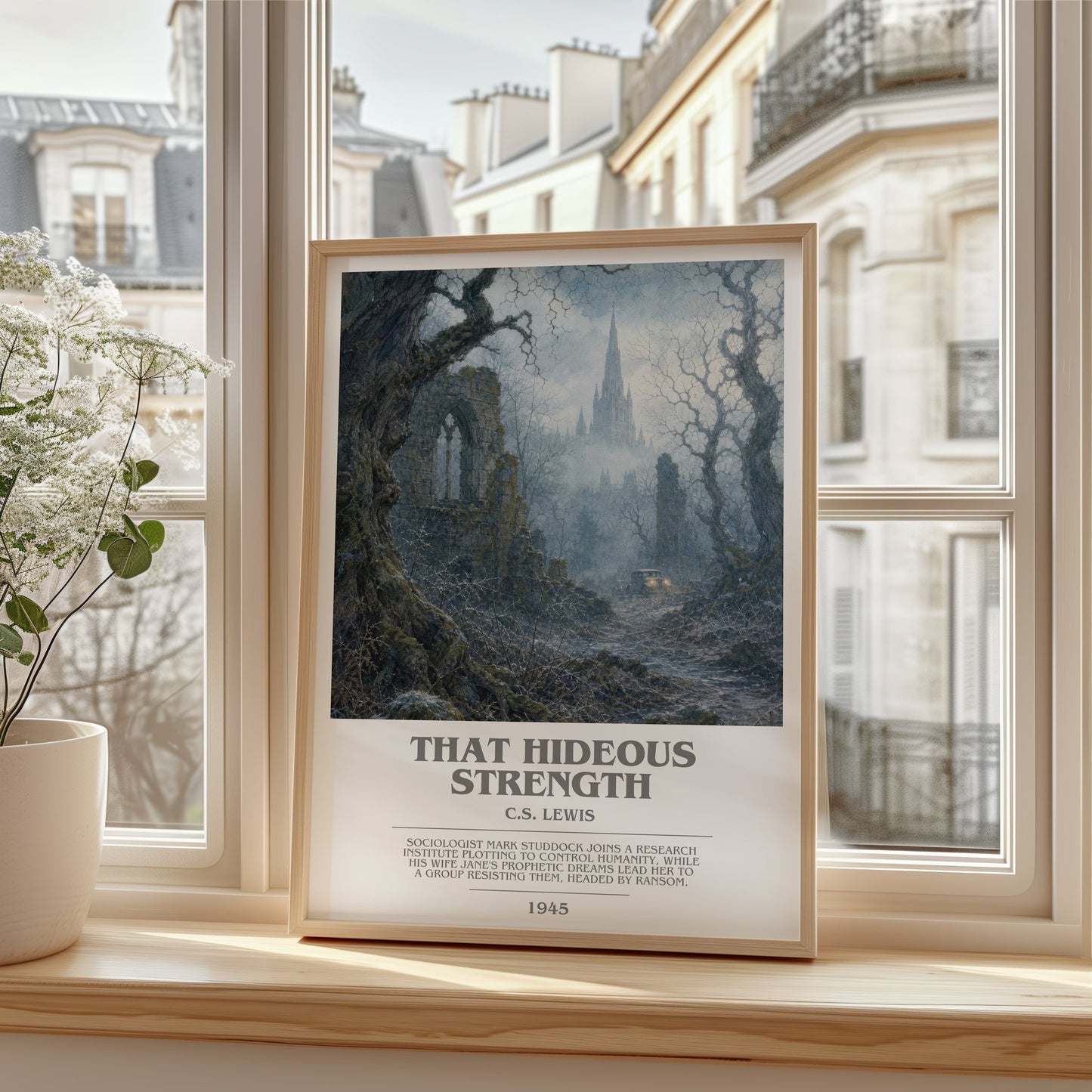 That Hideous Strength bookish poster colour and style options – C.S. Lewis book art