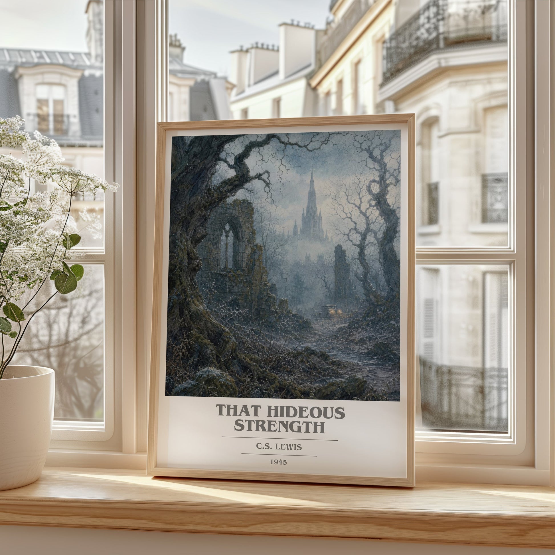 That Hideous Strength book cover poster colour and style options – C.S. Lewis book art