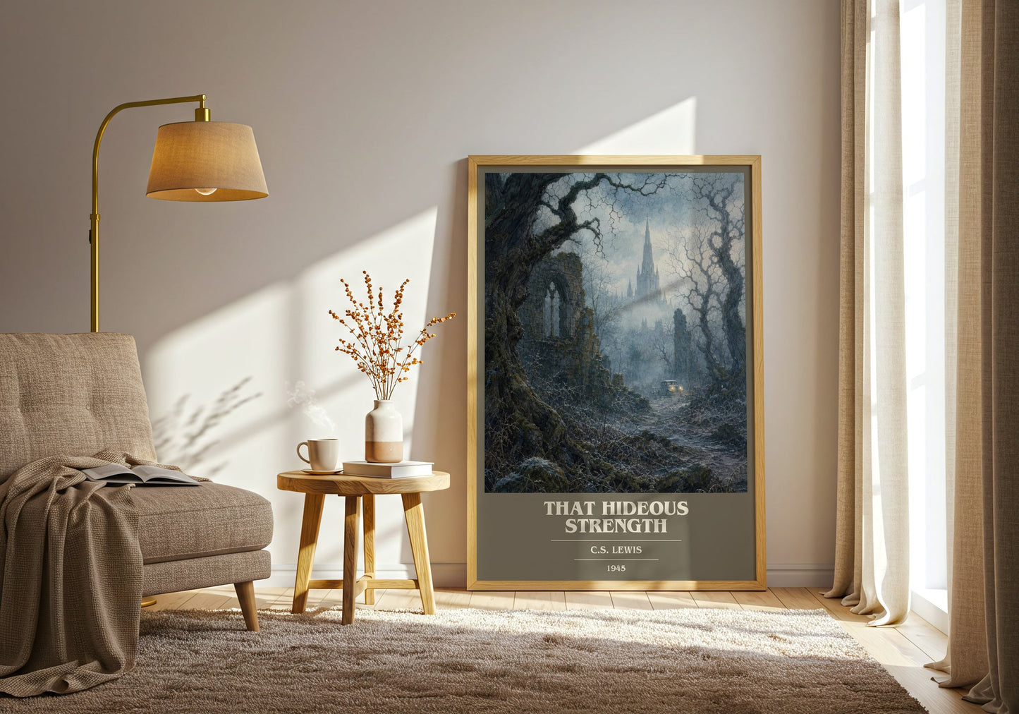 That Hideous Strength book cover print on bookshelf – C.S. Lewis fan gift