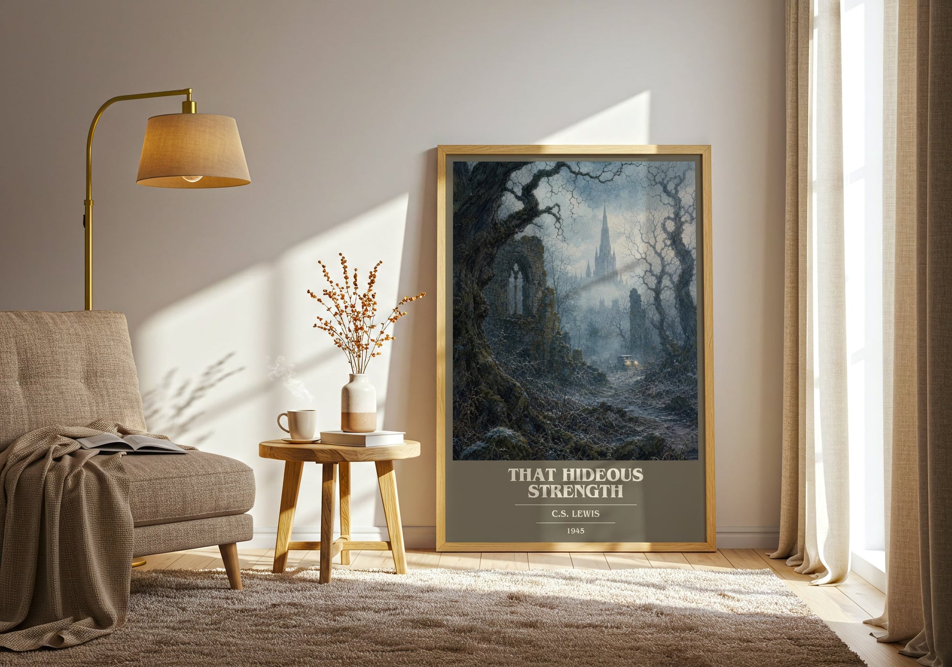 That Hideous Strength book cover print on bookshelf – C.S. Lewis fan gift