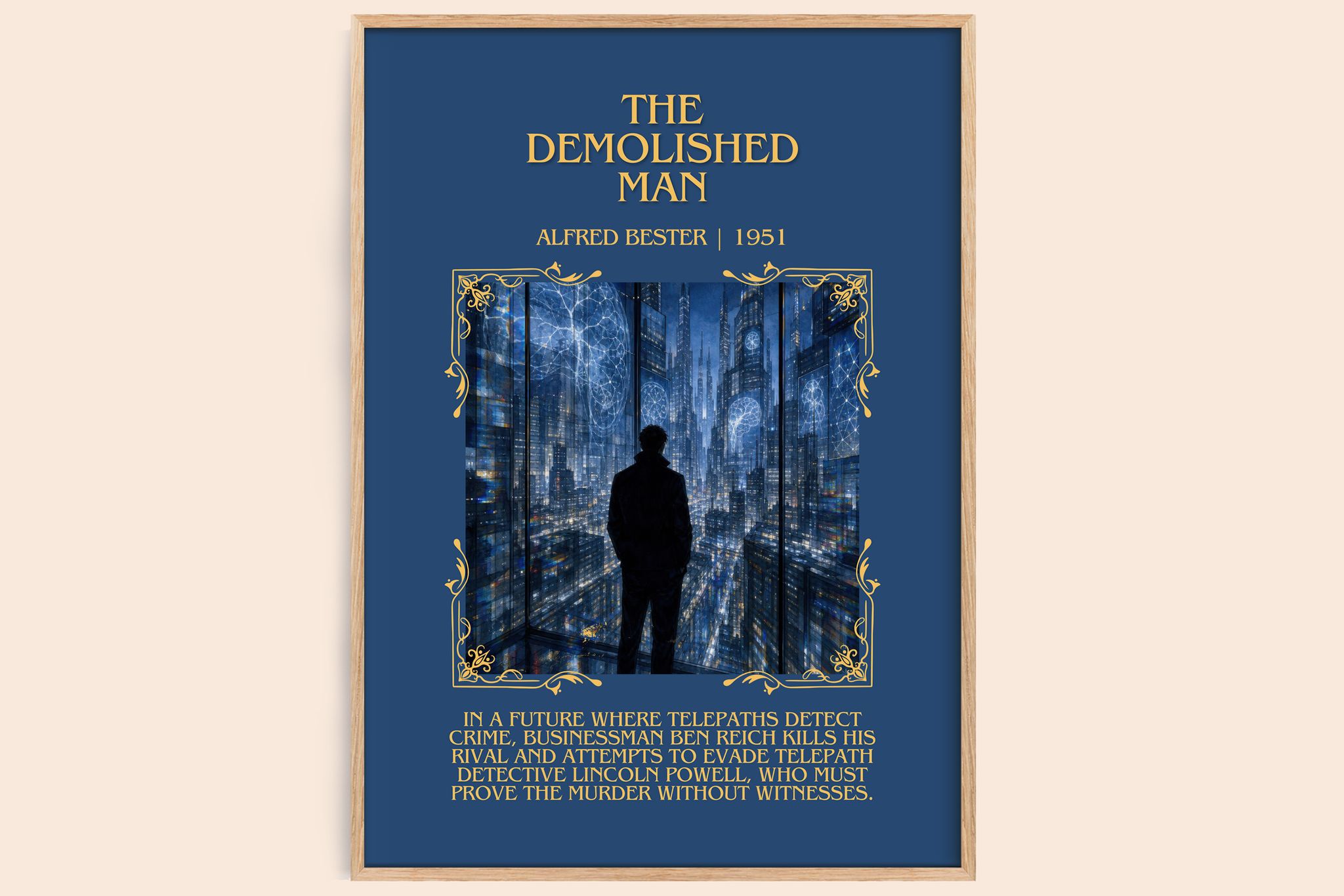 The Demolished Man Minimalist Book Poster by Alfred Bester