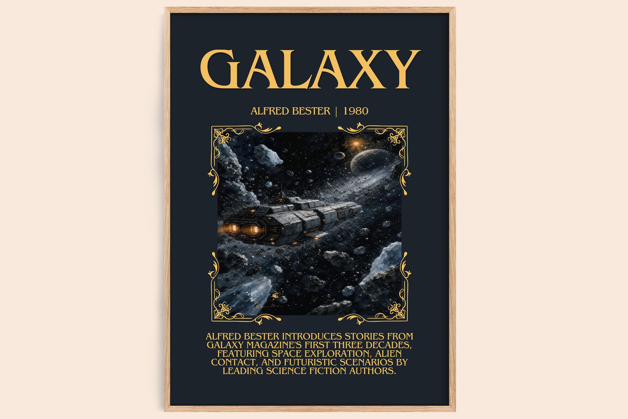 Galaxy Minimalist Book Poster by Alfred Bester
